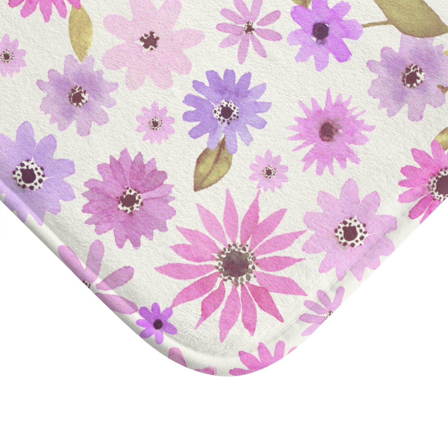 Pink and Purple Flower Design  - Bathroom Non-Slip Mat 2 Sizes