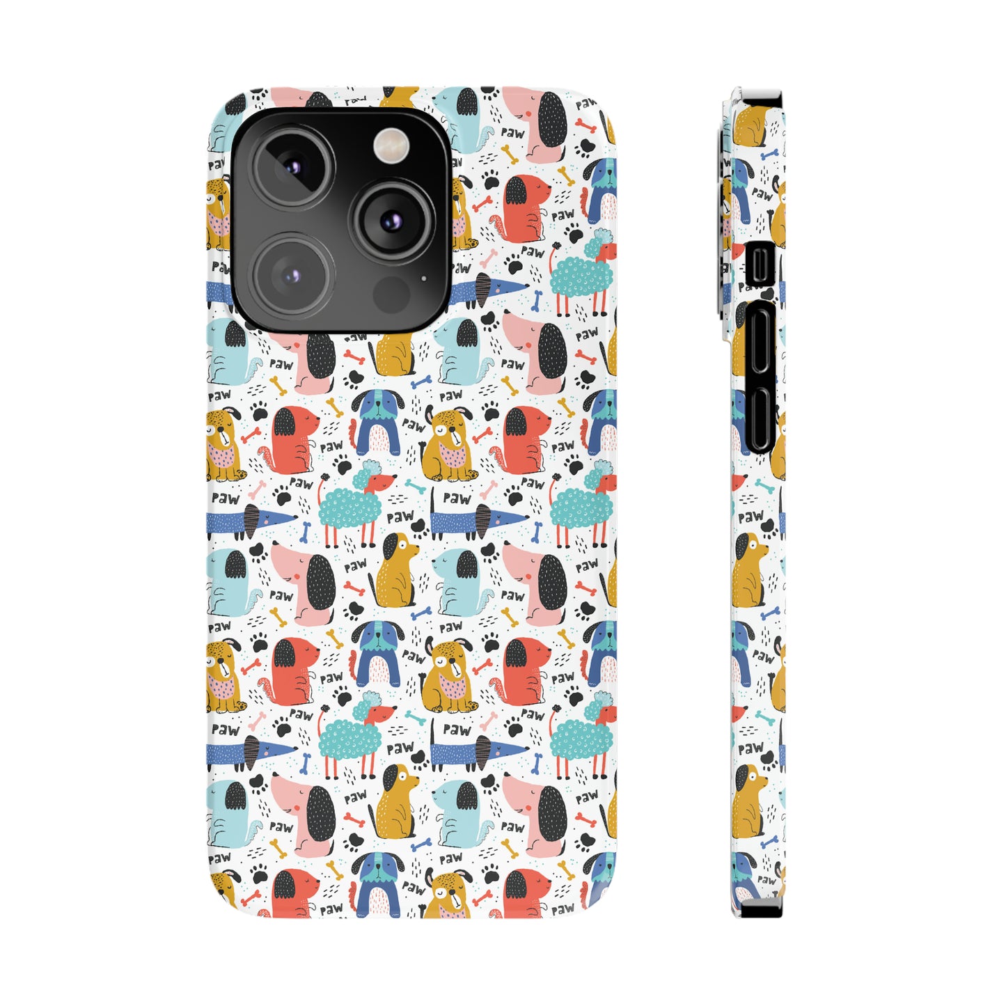 Playful Pups: Colorful Cartoon Dogs Iphone 15-12 Slim Phone Case