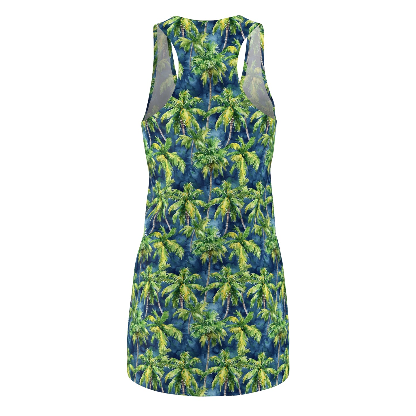 Midnight Palms: Silhouetted Palm Trees Against a Nighttime Sky Women's Racerback Dress XS - 2XL