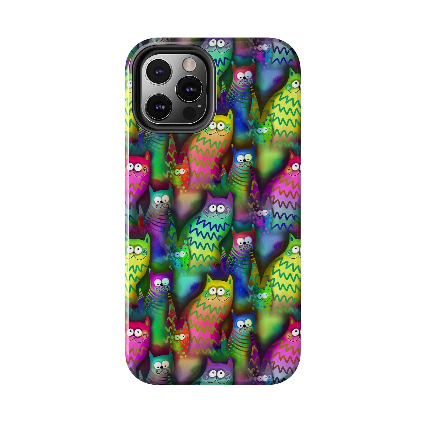 Neon Rainbow Cartoon Cats Iphone Tough Phone Case