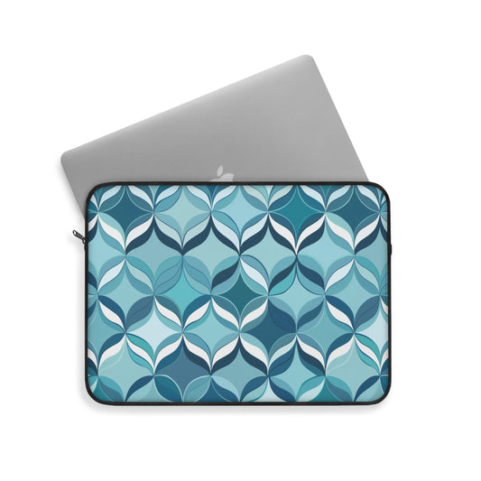 Modern Chic Aqua and Cream Geometric Pattern Laptop or Ipad Protective Sleeve 3 Sizes Available