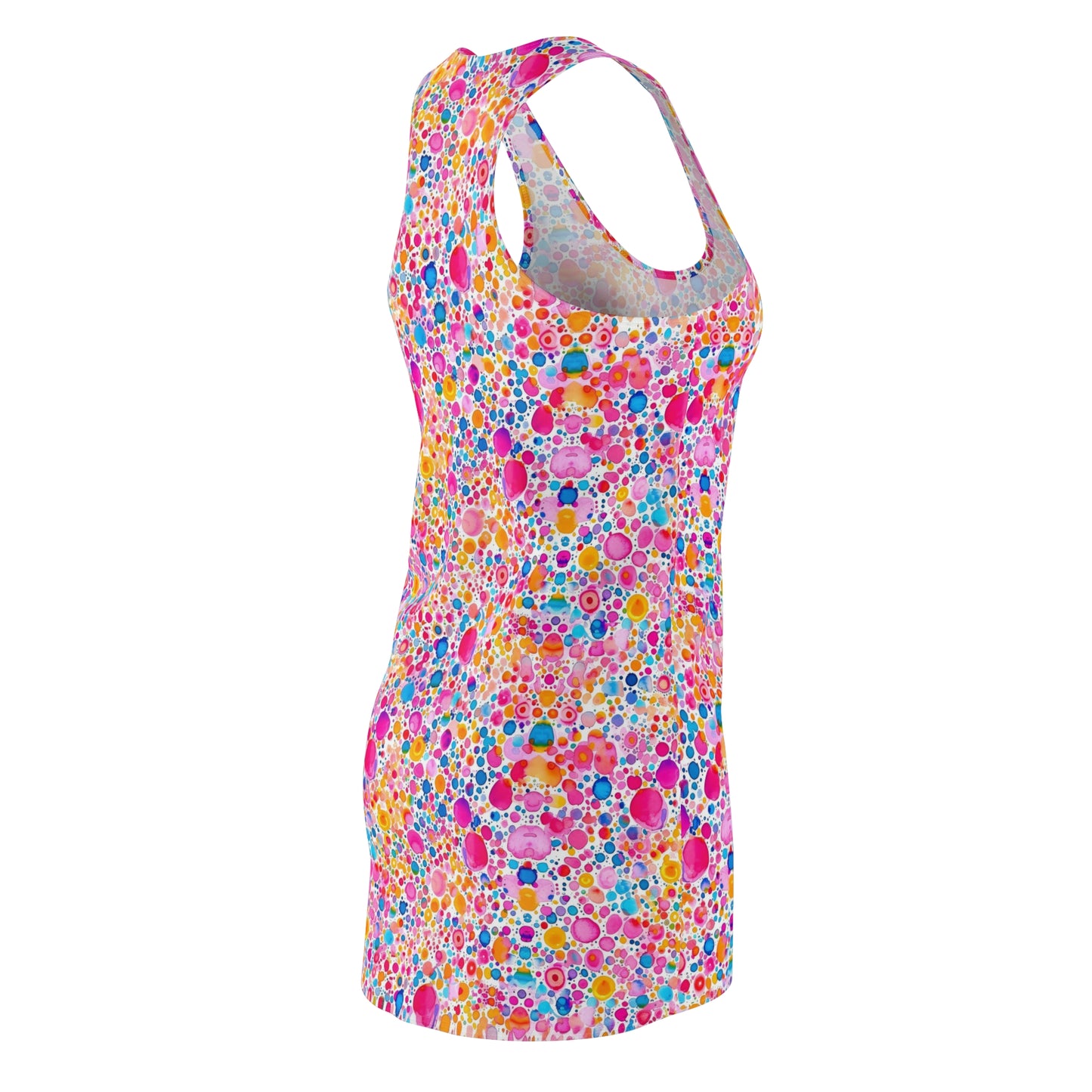 Prismatic Splatter: Rainbow Watercolor Explosion Women's Racerback Dress XS - 2XL