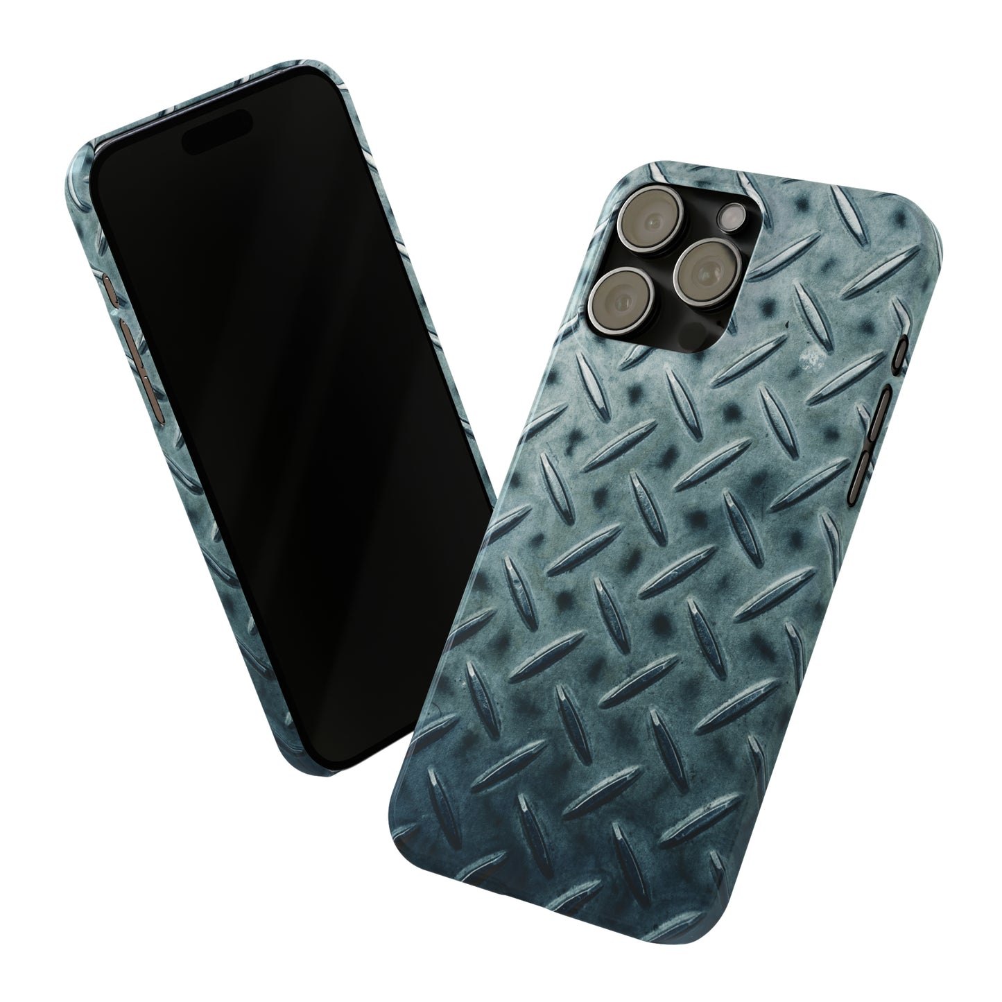 Blue Steel Diamond Plate Design Iphone 15-12 Slim Phone Case