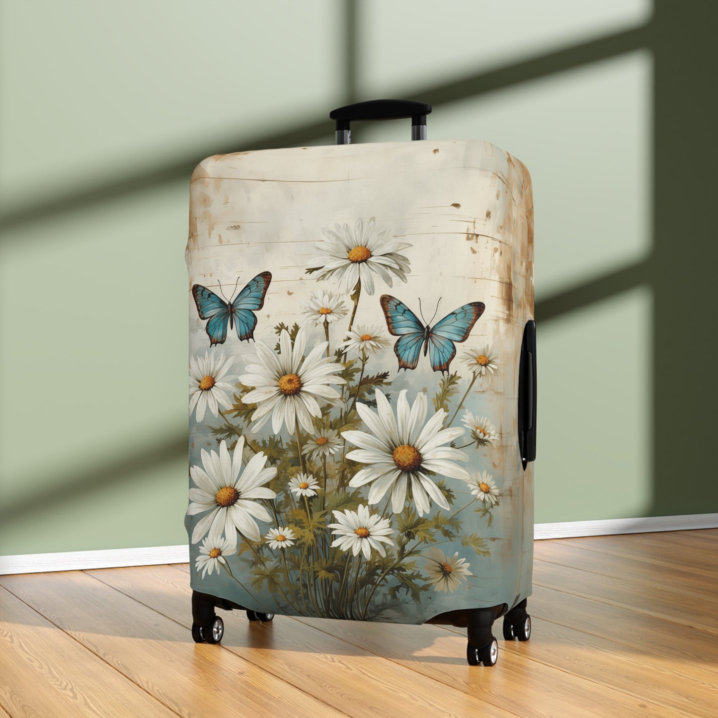 Rustic Farmhouse Daisy and Butterfly Design  - Luggage Protector and Cover 3 Sizes