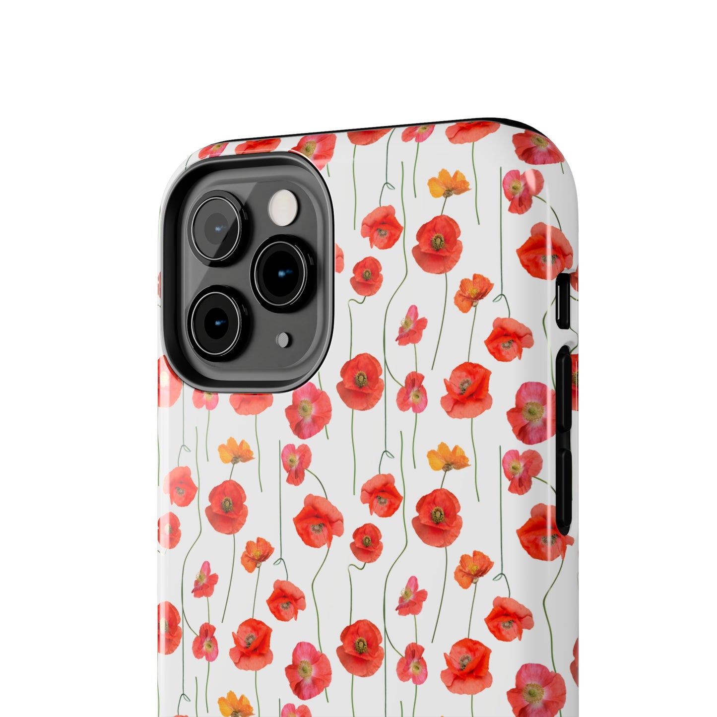 Vivid Elegance: Bright Red Poppies on a White Background Iphone Tough Phone Case