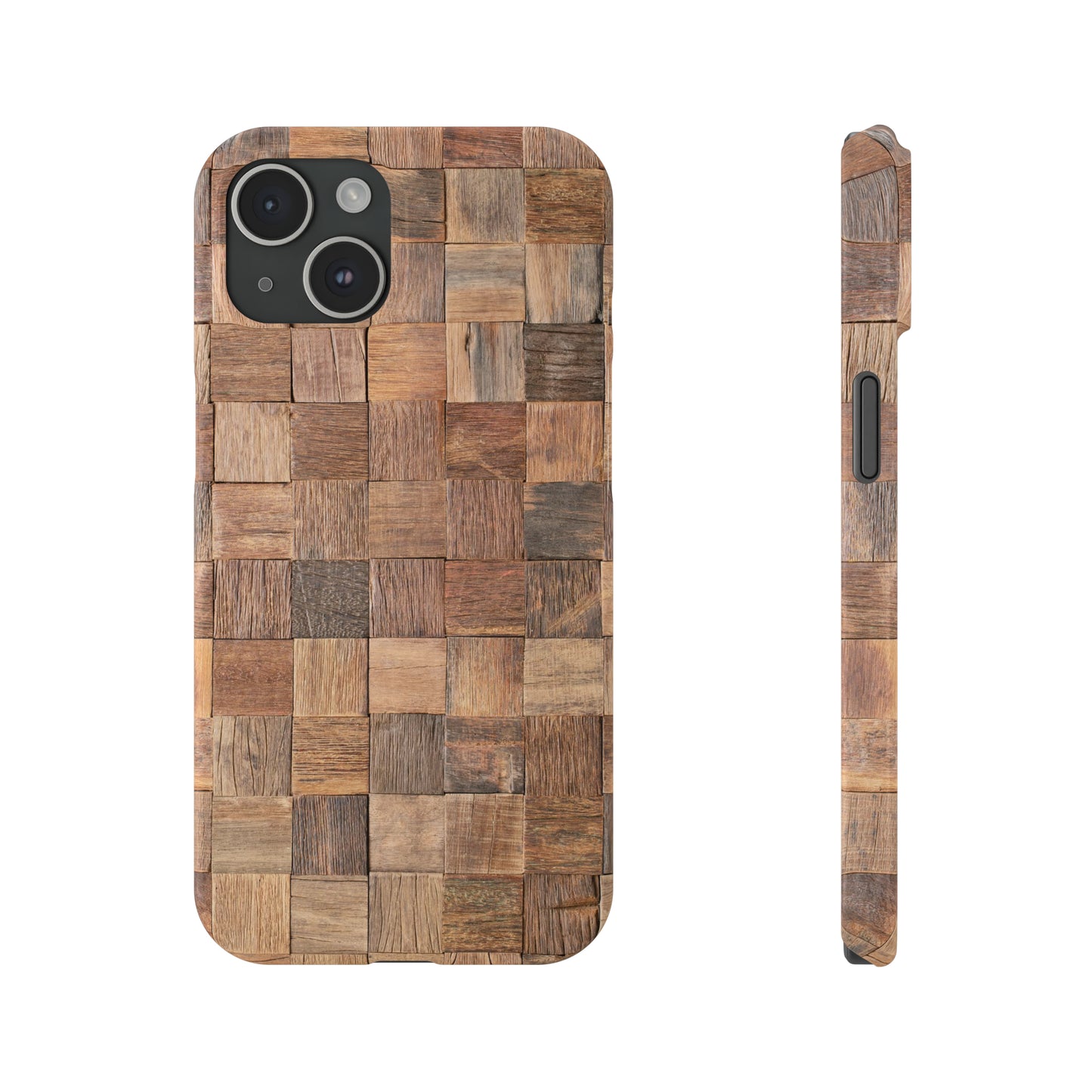 Organic Elegance Natural Woven Wood Design Design Iphone 15-12 Slim Phone Case