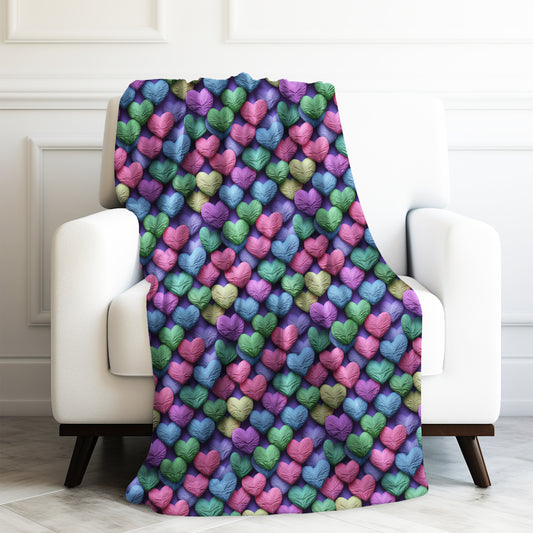 Paper Hearts Valentines Print Velveteen Plush Blanket 3 Sizes
