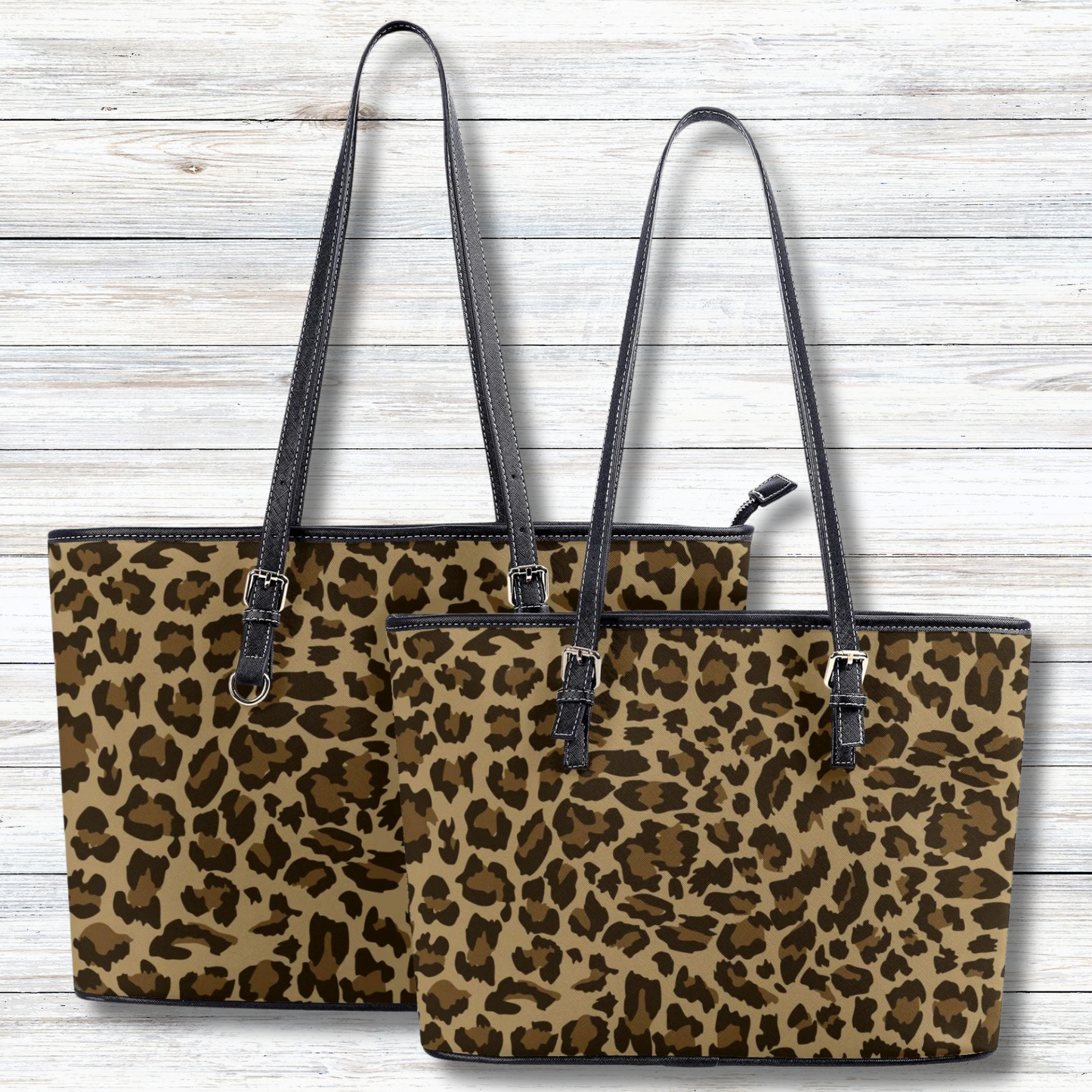 Wild Elegance Brown and Black Leopard Print Professional Tote Bag Faux Leather (PU) - 2 Sizes