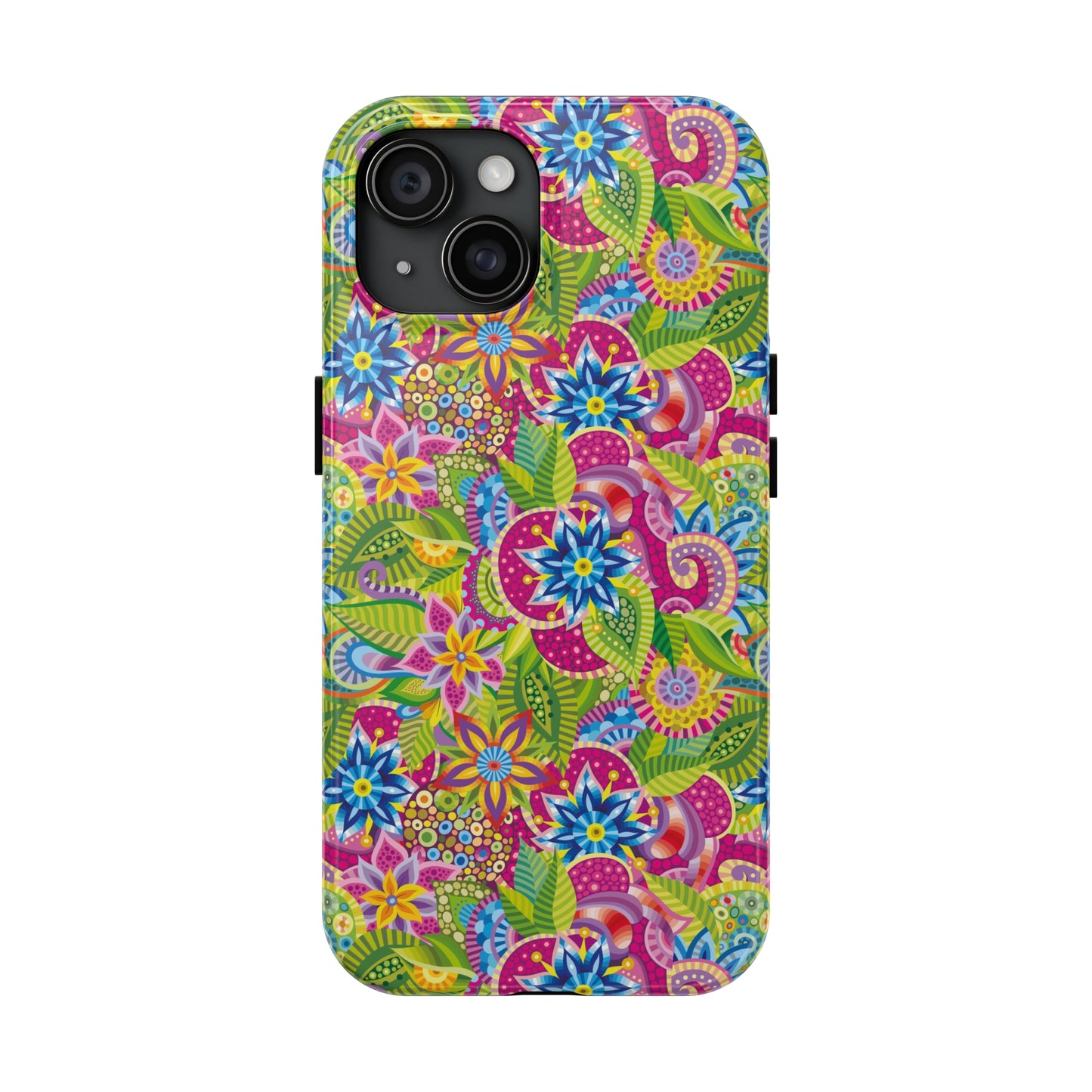 Vibrant Array of Abstract Flowers and Paisley in Rainbow Hues Iphone Tough Phone Case