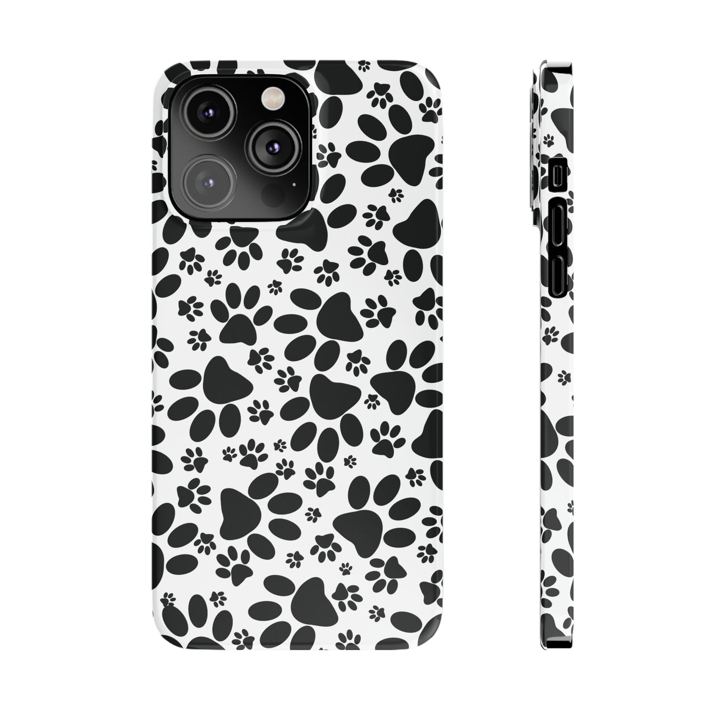 Black Animal Paw Prints Iphone 15-12 Slim Phone Case
