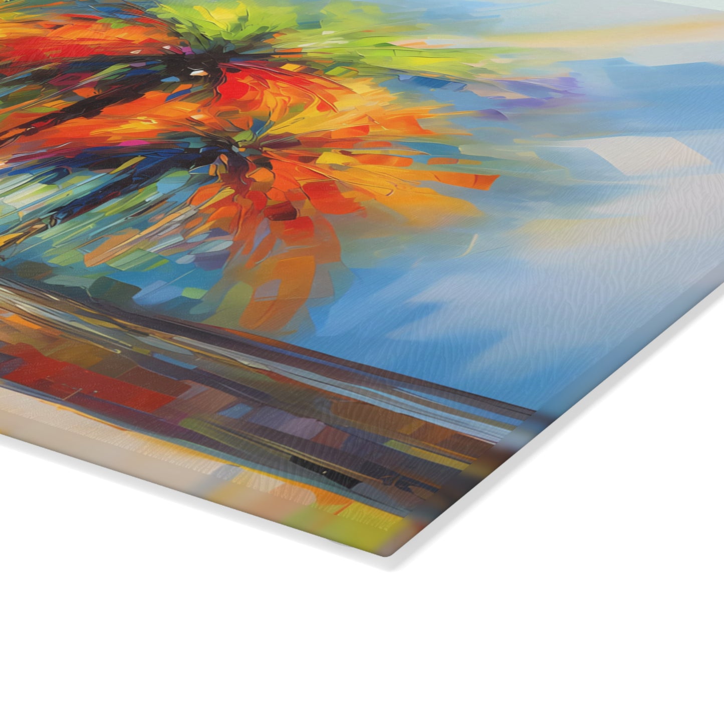 Dynamic Palmettos Abstract Depiction of South Carolina's Iconic Trees  - Glass Cutting Board  8" x 11" and 11" x 15"