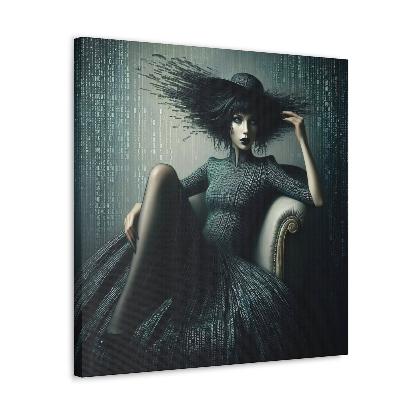 Matrix High Fashion Women Dressed in Matrix Dress and Hat Print on Canvas Gallery Wraps - 5 Sizes