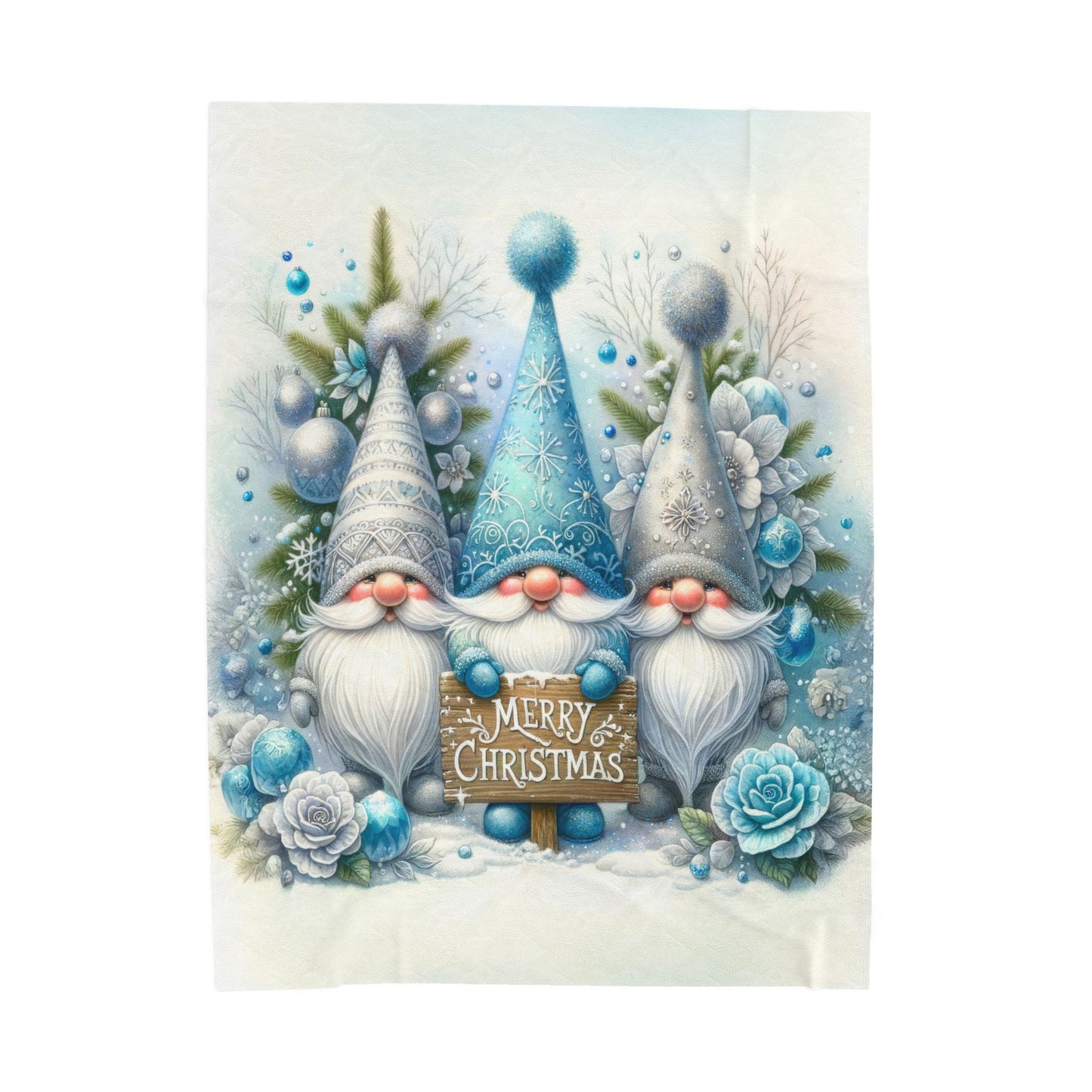 Gnomes Merry Christmas Velveteen Plush Blanket 3 Sizes
