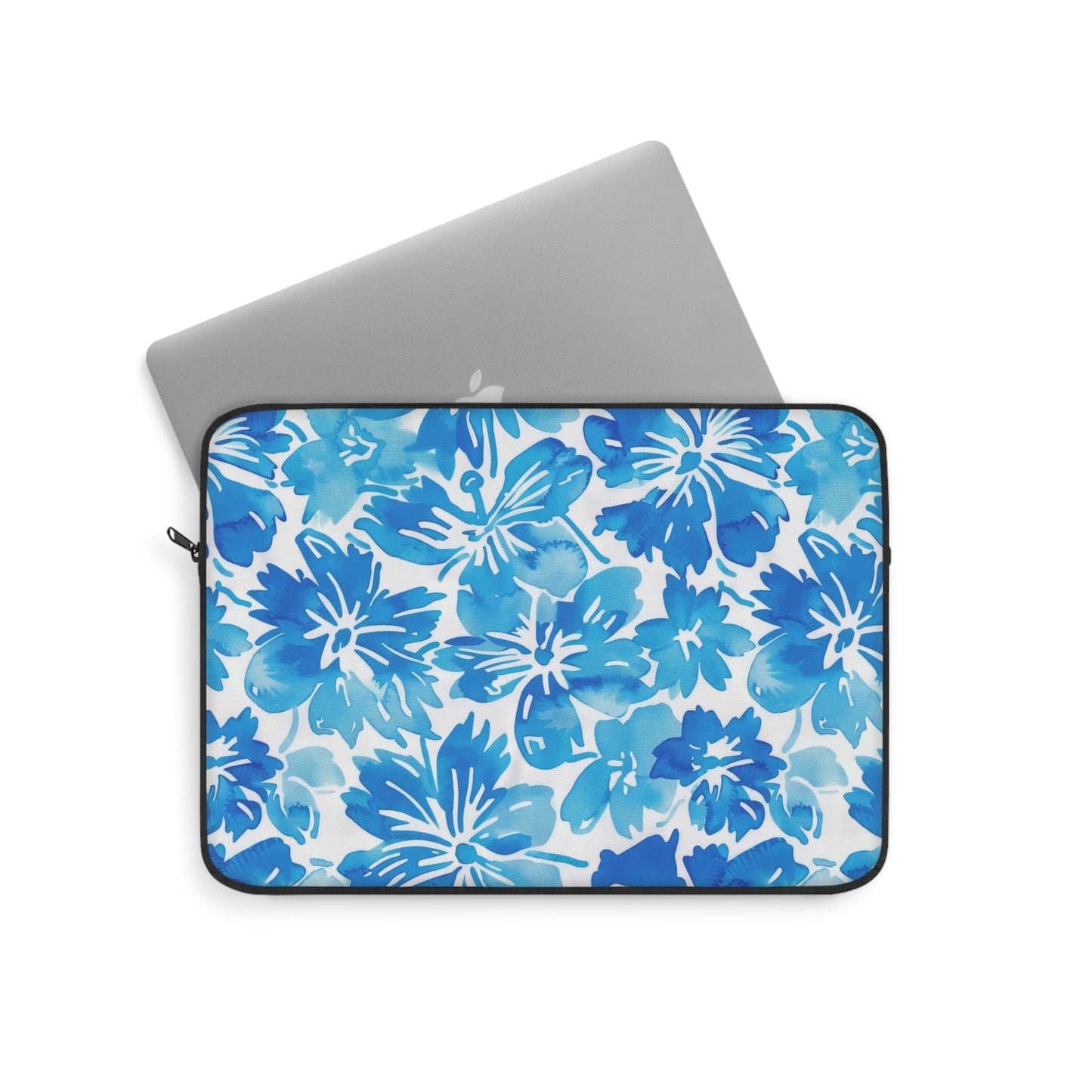 Tranquil Tropics: Soft Blue Tropical Flowers Laptop or Ipad Protective Sleeve 3 Sizes Available