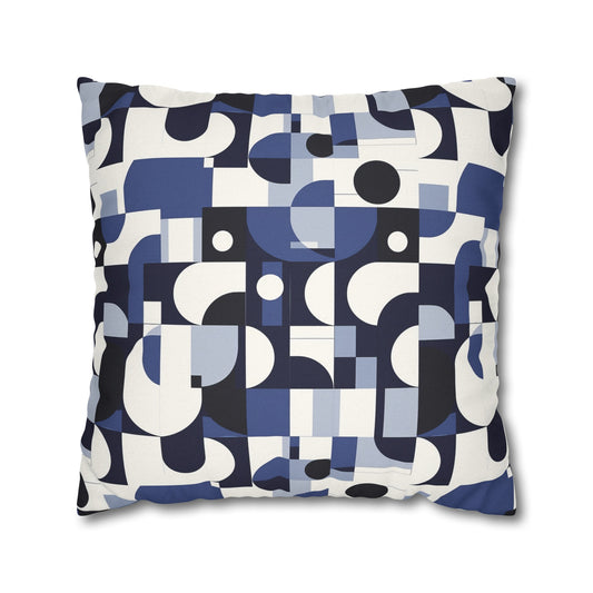 Navy Blue and White Mid-Century Modern Design Spun Polyester Square Pillowcase 4 Sizes