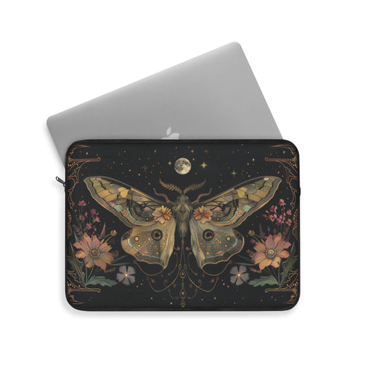 Lunar Moth Symphony with Moonlit Florals and Ethereal Glow Laptop or Ipad Protective Sleeve 3 Sizes Available