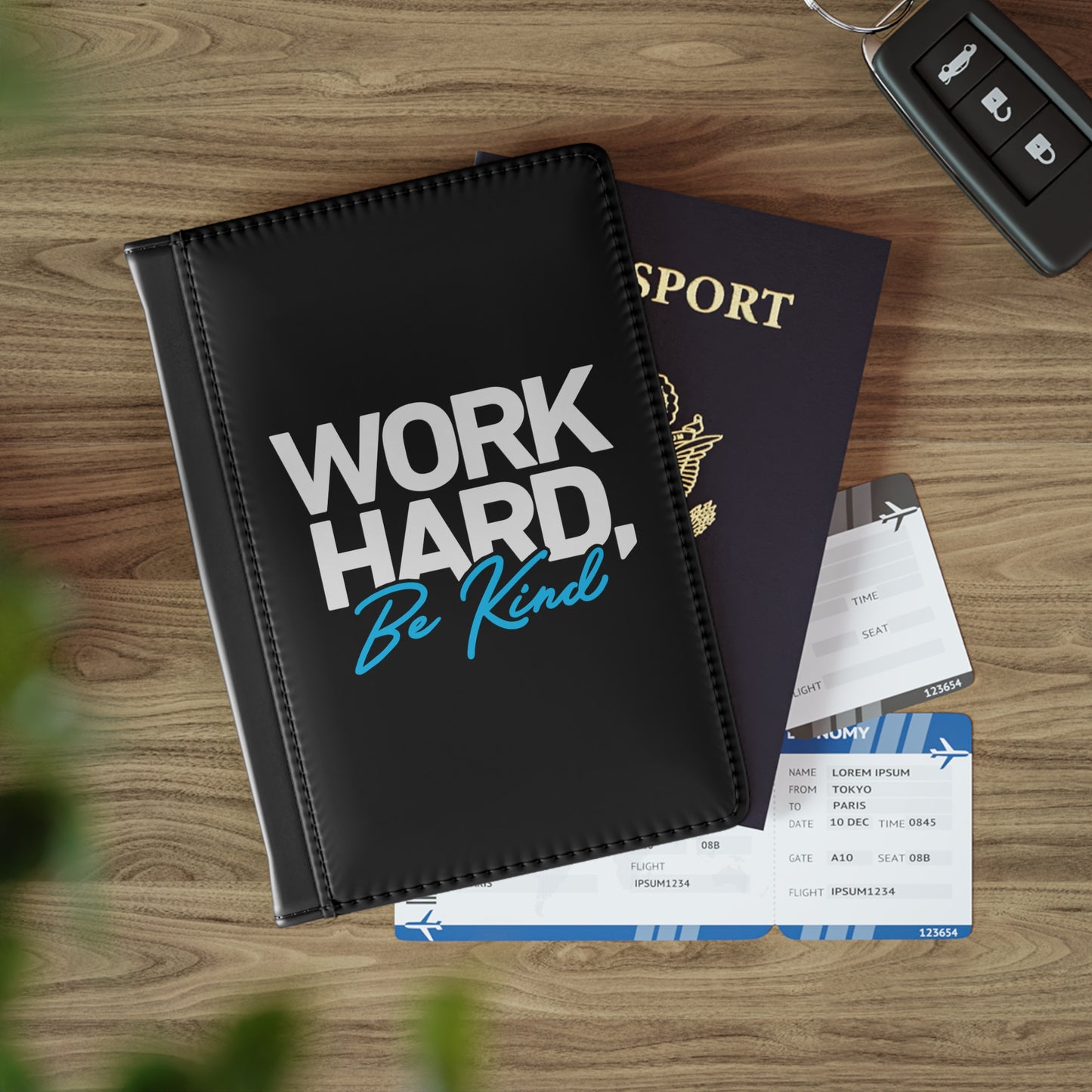 Work Hard Be Kind - Passport Cover Faux Leather RFID Blocking