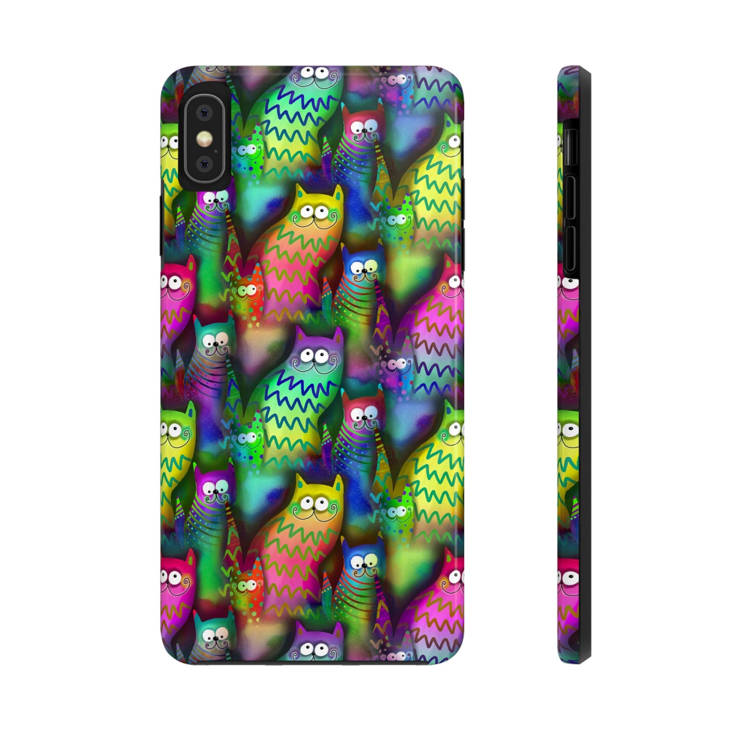 Neon Rainbow Cartoon Cats Iphone Tough Phone Case