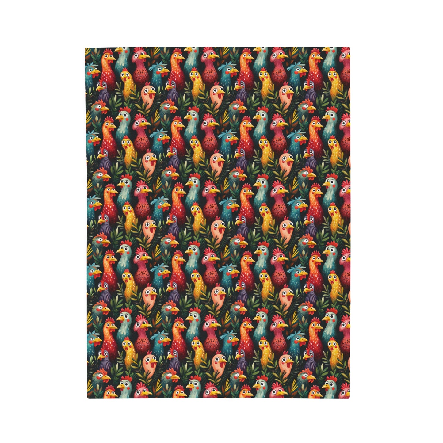 Funky Chickens in A Parade of Color Velveteen Plush Blanket 3 Sizes