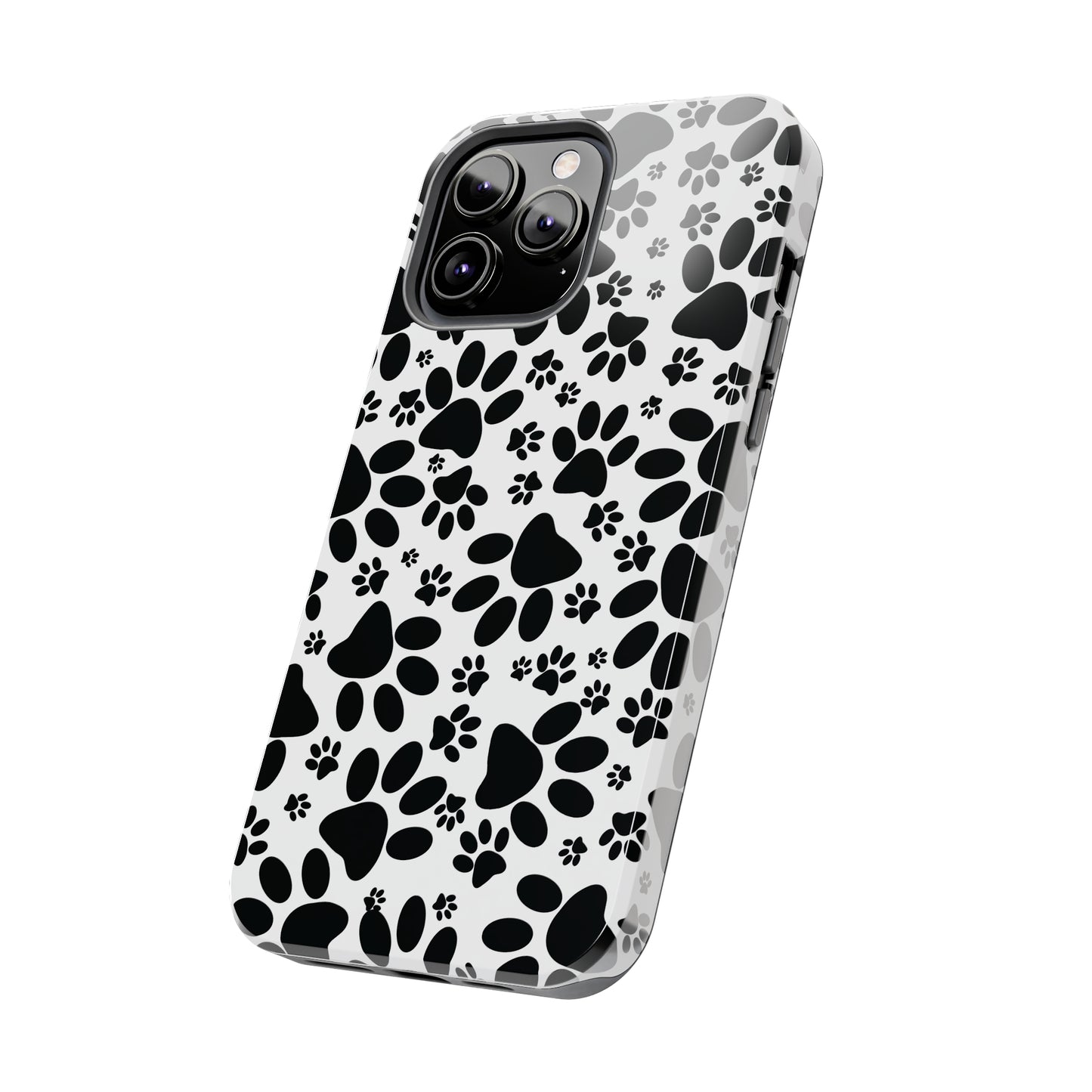 Stealthy Tracks: Black Animal Paw Prints Iphone Tough Phone Case