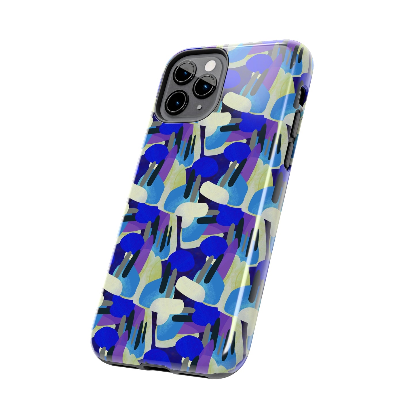 Blue, Purple and Green Abstract Design Iphone Tough Phone Case