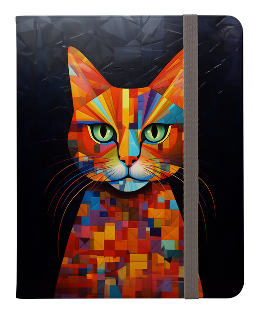 Kaleidoscope Cat Rainbow Vibrant Geometric Cat Protective iPad Pro 11 & Pro 12.9 Protective Case and Pencil Holder