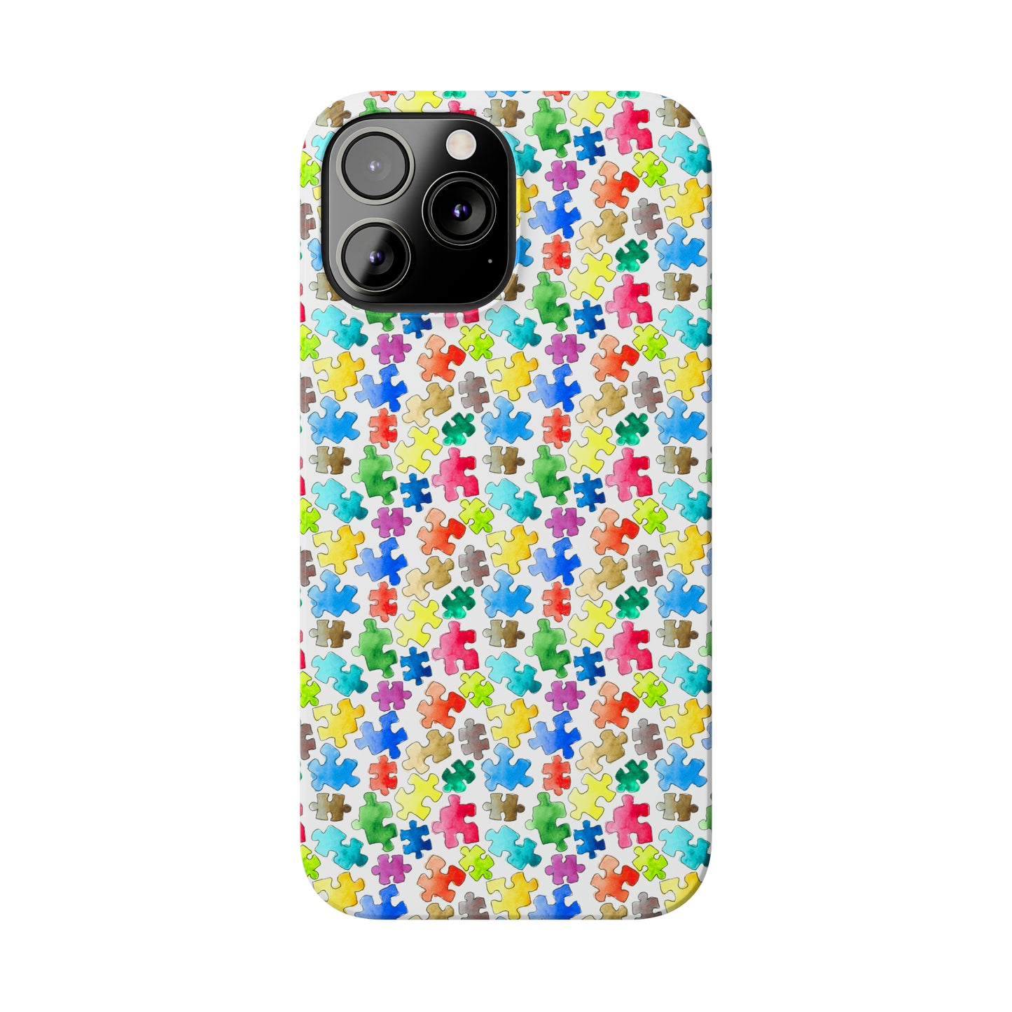 Rainbow Puzzle Pieces Iphone 15-12 Slim Phone Case