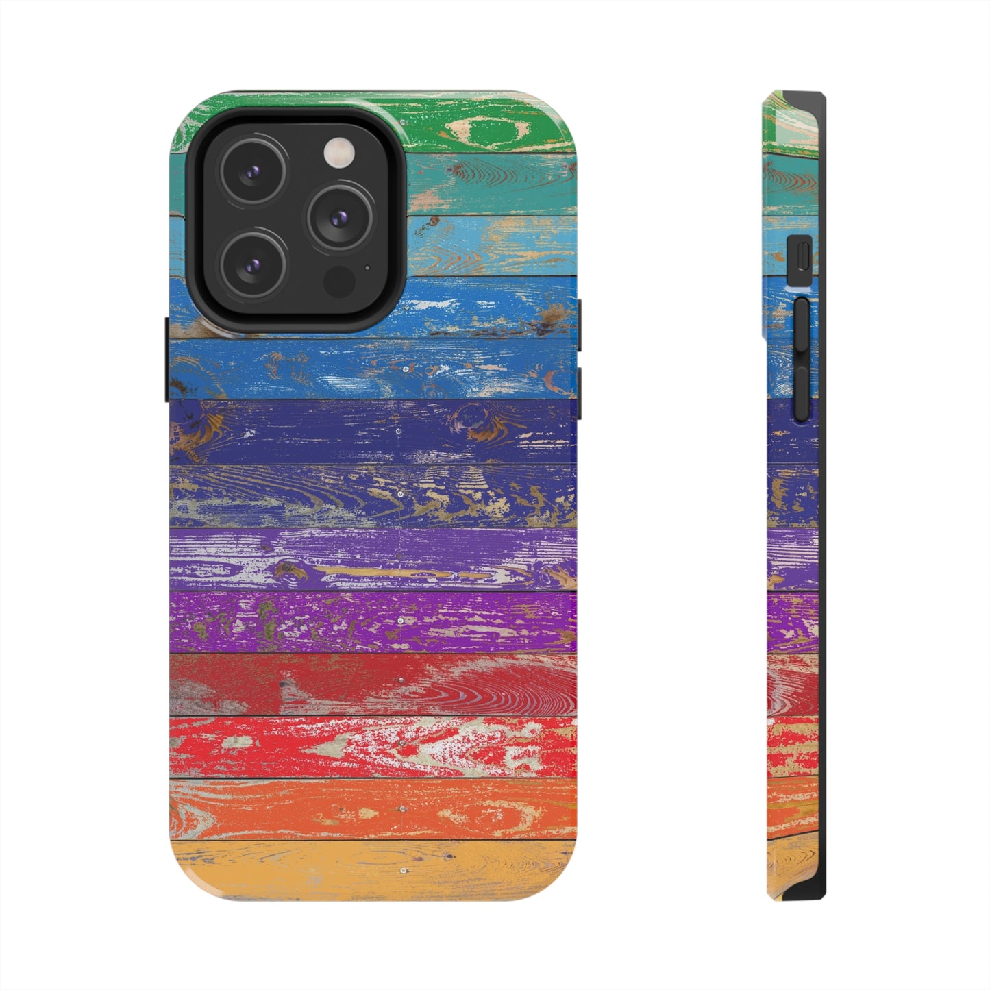 Rainbow Wood Planks Iphone Tough Phone Case