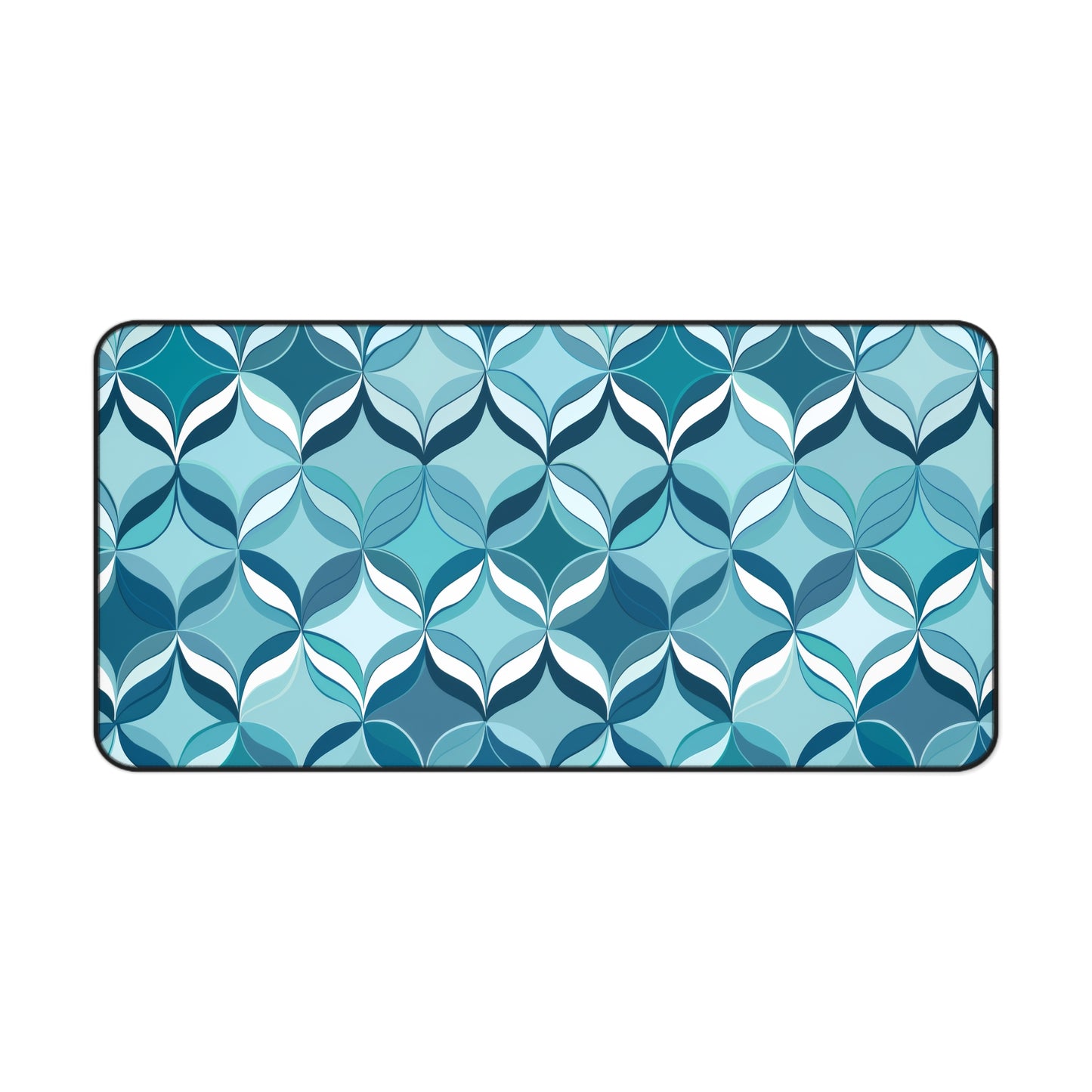 Modern Chic Aqua and Cream Geometric Pattern Extended Gaming Mouse Pad  Desk Mat  - 3 Sizes