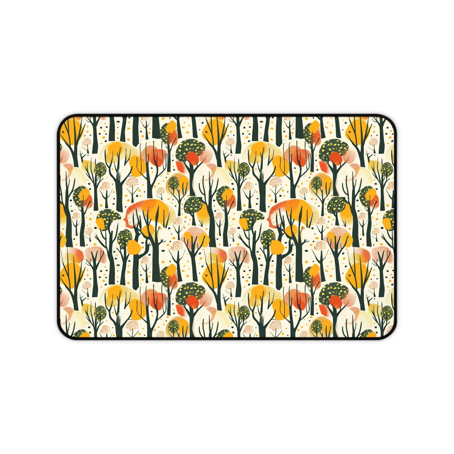 Enchanted Forest of Yellow and Orange Trees on a Speckled Cream Background Extended Gaming Mouse Pad Desk Mat - 3 Sizes