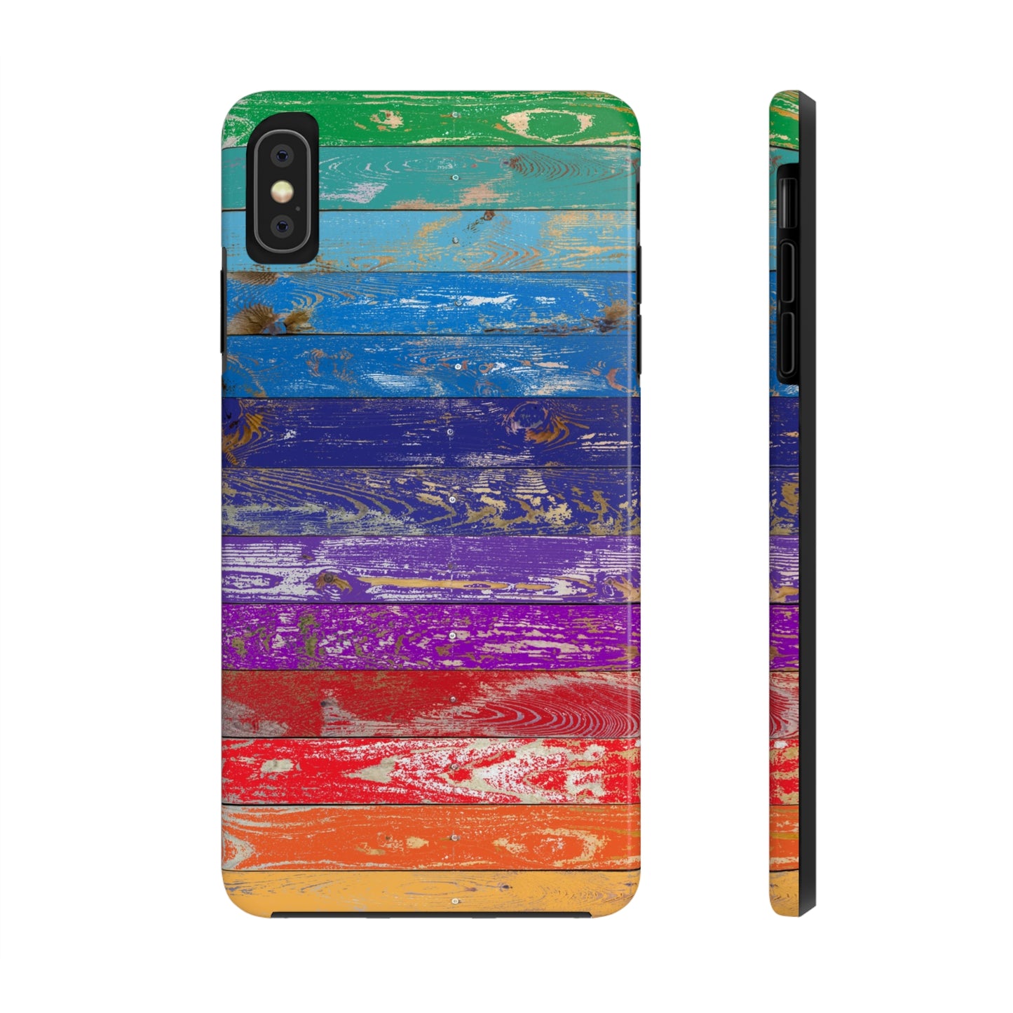 Rainbow Wood Planks Iphone Tough Phone Case