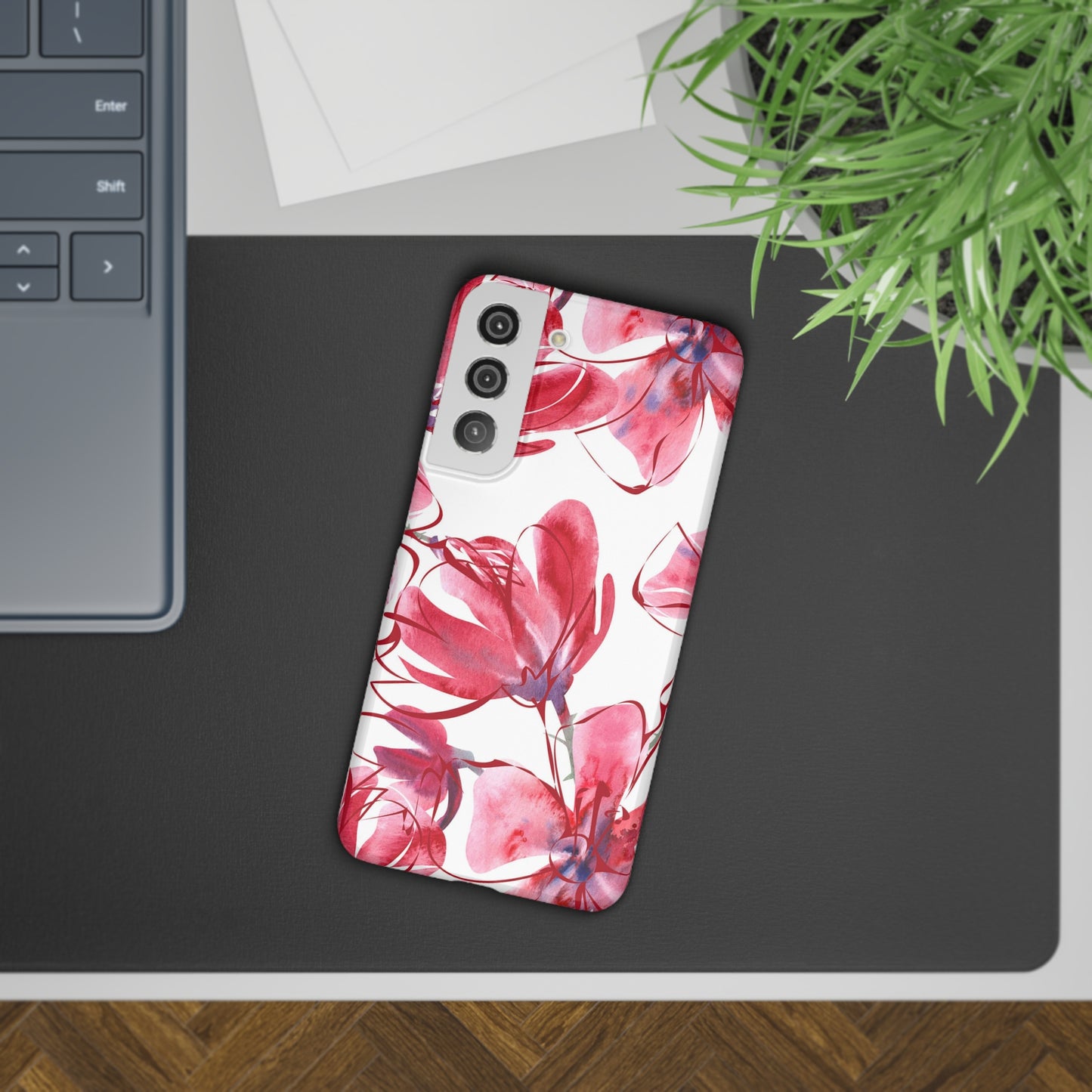 Large Pink Flower Samsung Slim Cases