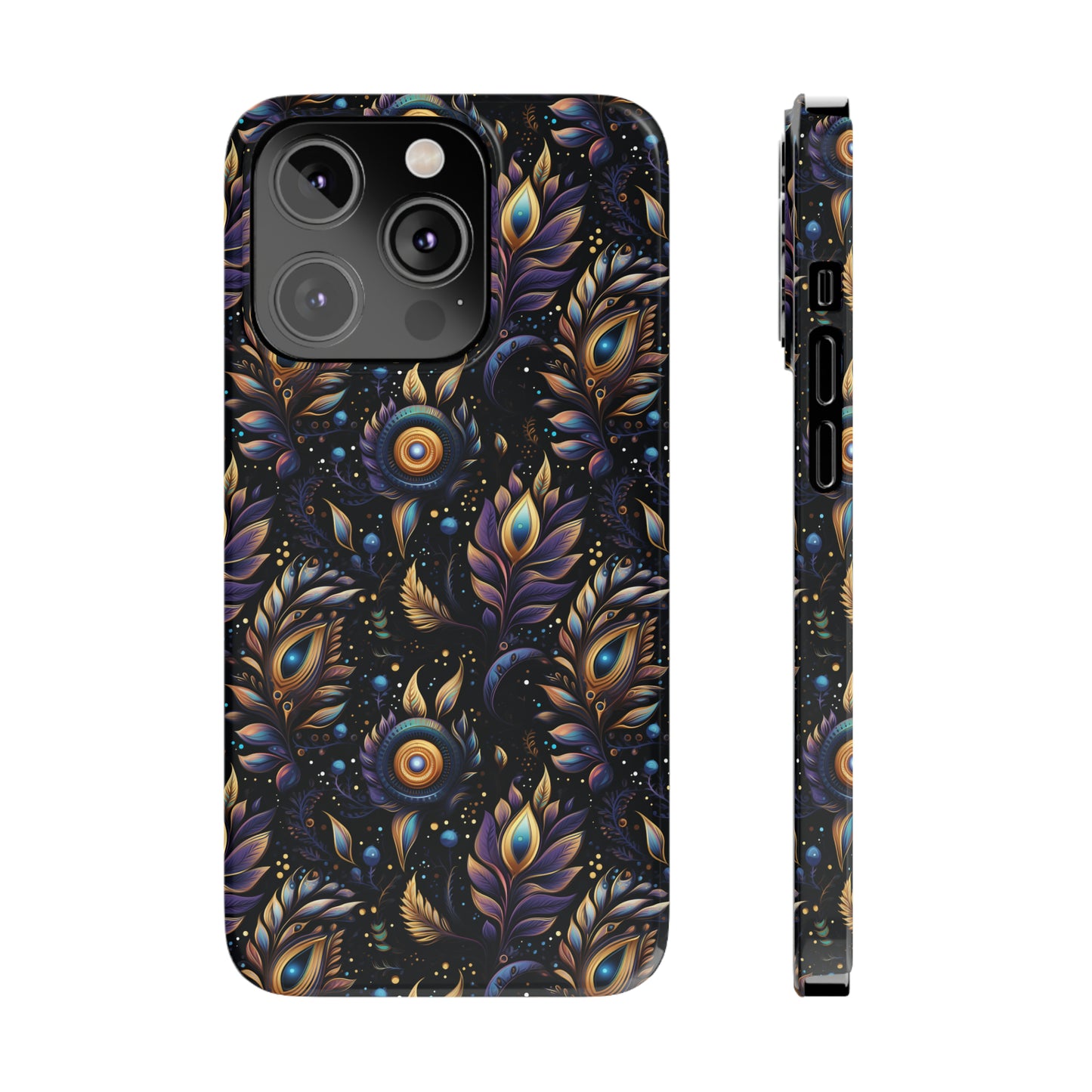 Mystical Enchanted Leaves and Celestial Stars Iphone 15-12 Slim Phone Case