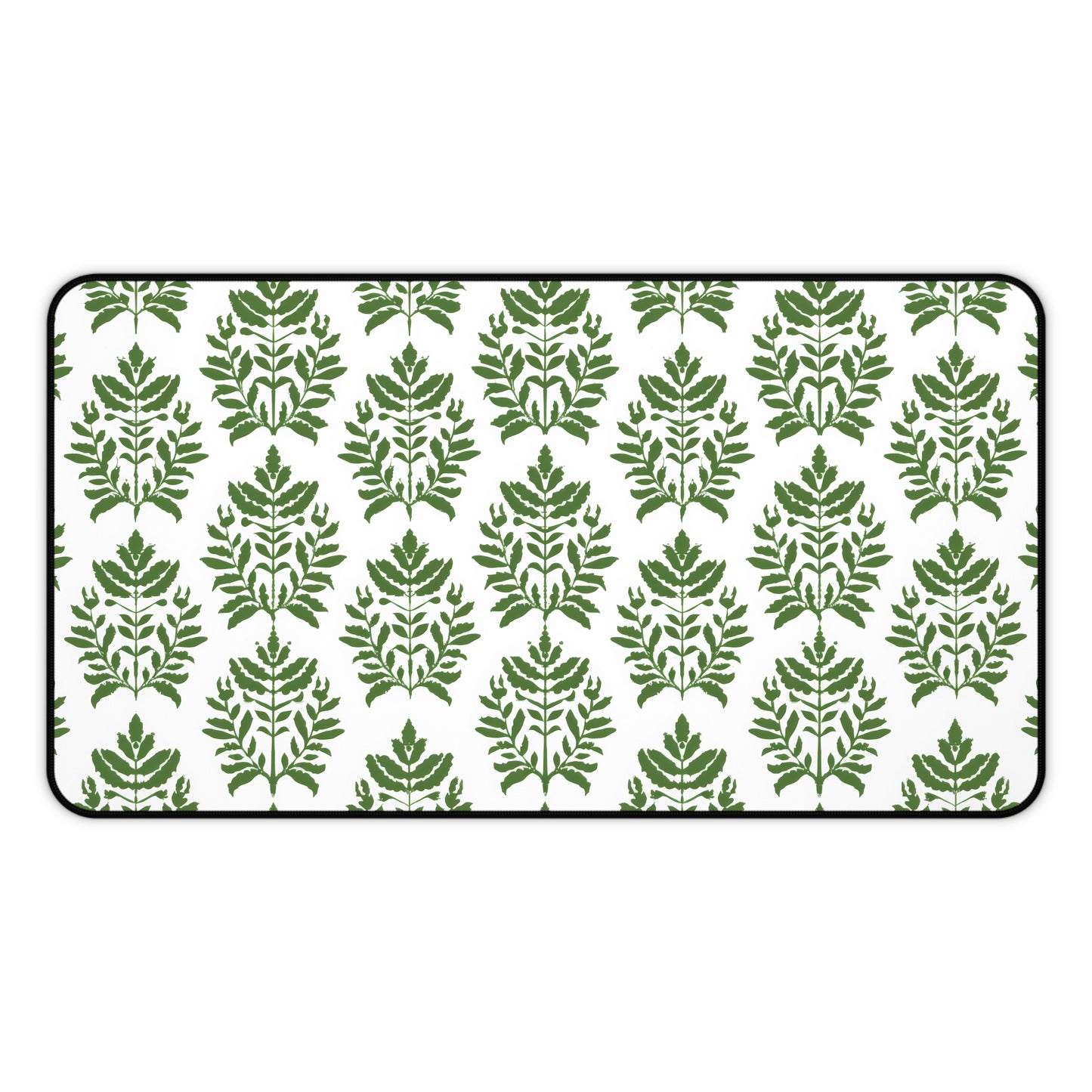 Verdant Harmony in Elegant Green Botanical Block Print Pattern Extended Gaming Mouse Pad  Desk Mat  - 3 Sizes