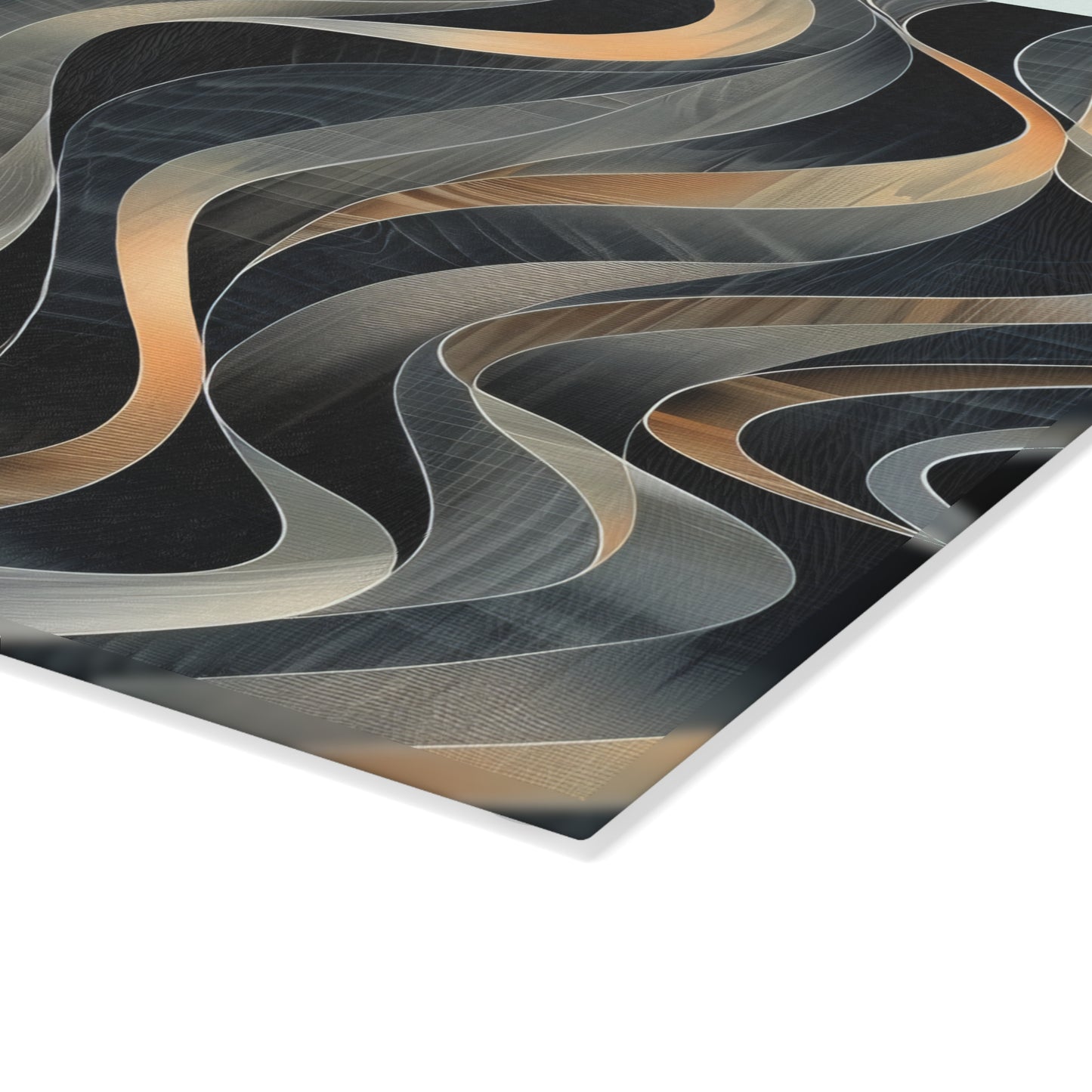 Artistic Fusion of Wavy Lines in a Palette of Silver, Gold, and Dark Hues Cutting Board 2 Sizes