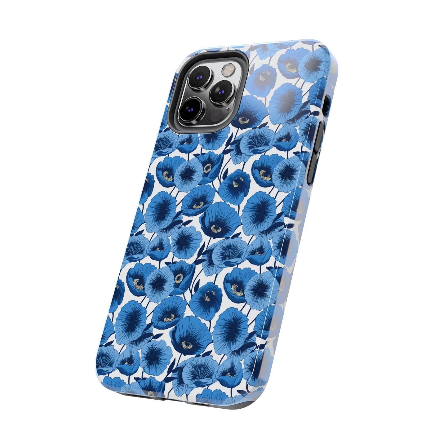 Vivid Blooms Bright Blue Poppies Design Iphone Tough Phone Case