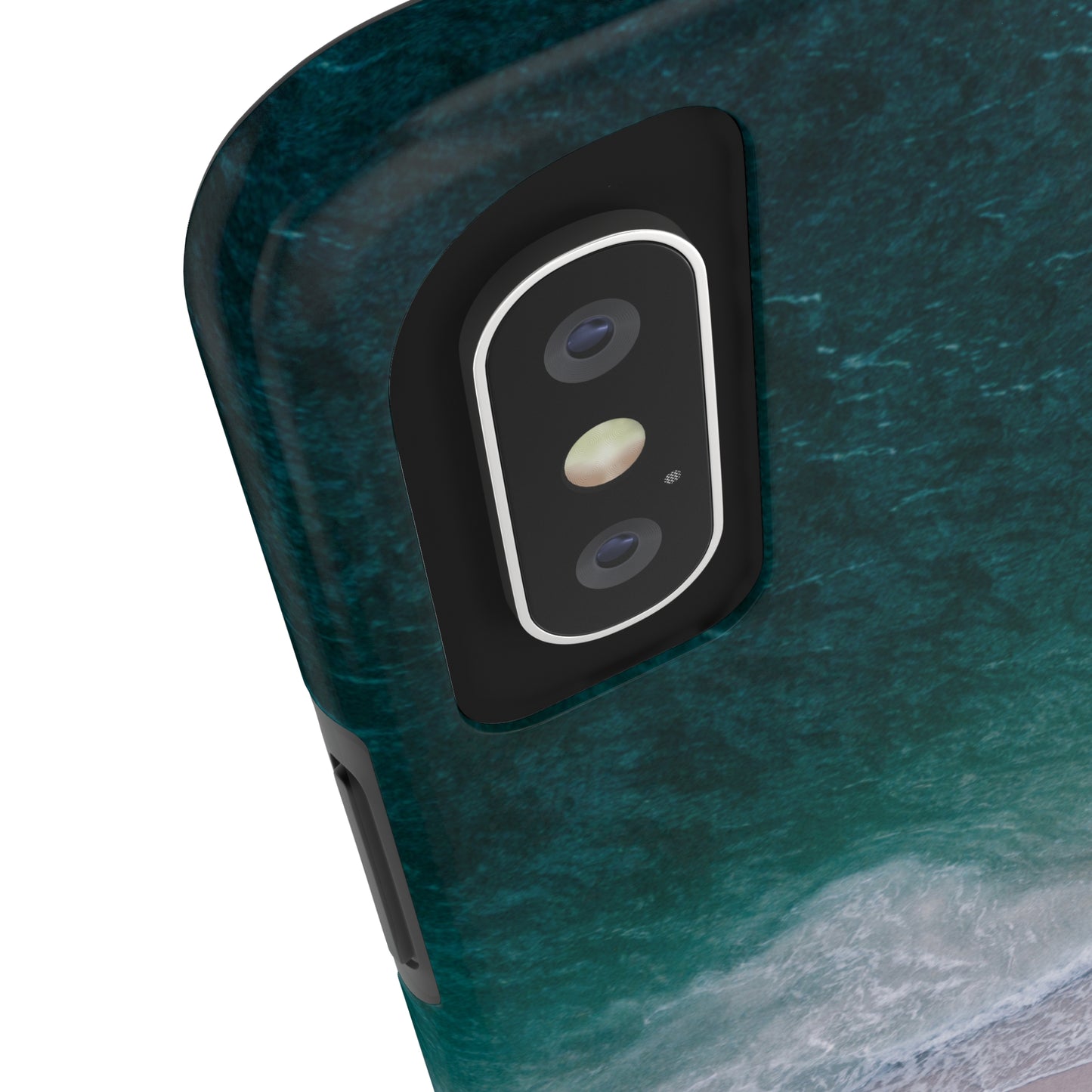 Ocean's Embrace: Deep Green Waters with White Waves Crashing onto the Beach Design Iphone Tough Phone Case