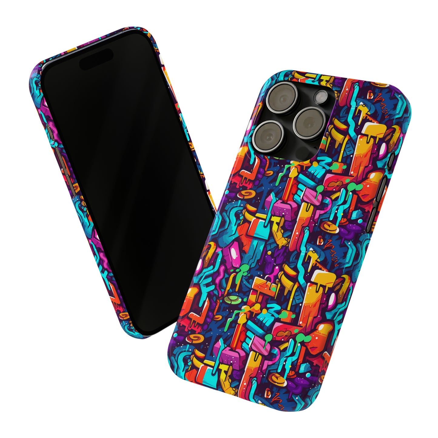 3D Abstract Colorful Street Graffiti Art Design Iphone 15-12 Slim Phone Case