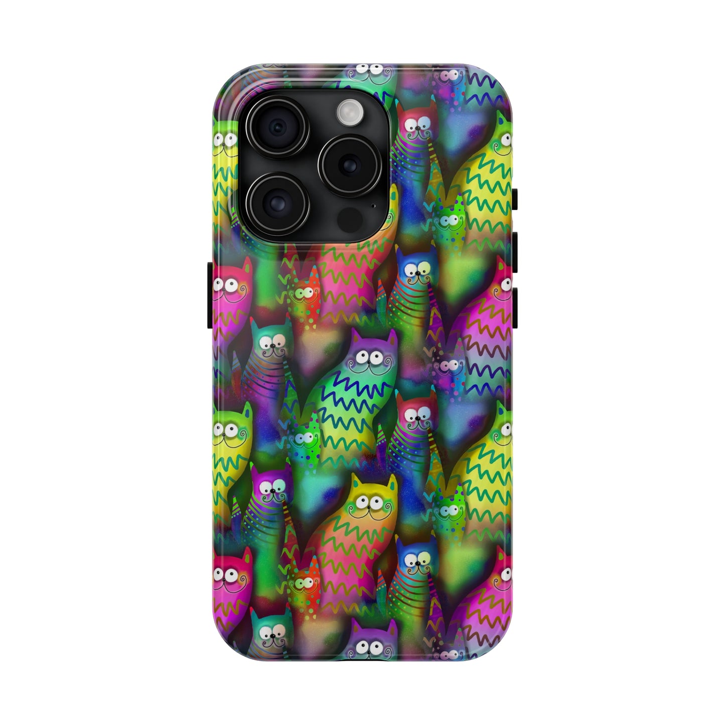 Neon Rainbow Cartoon Cats Iphone Tough Phone Case