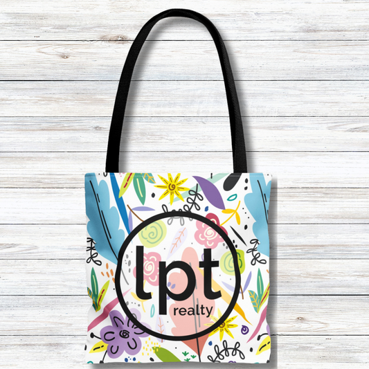 LPT Realty Logo with Spring Floral Design  - Canvas Tote 3 Sizes