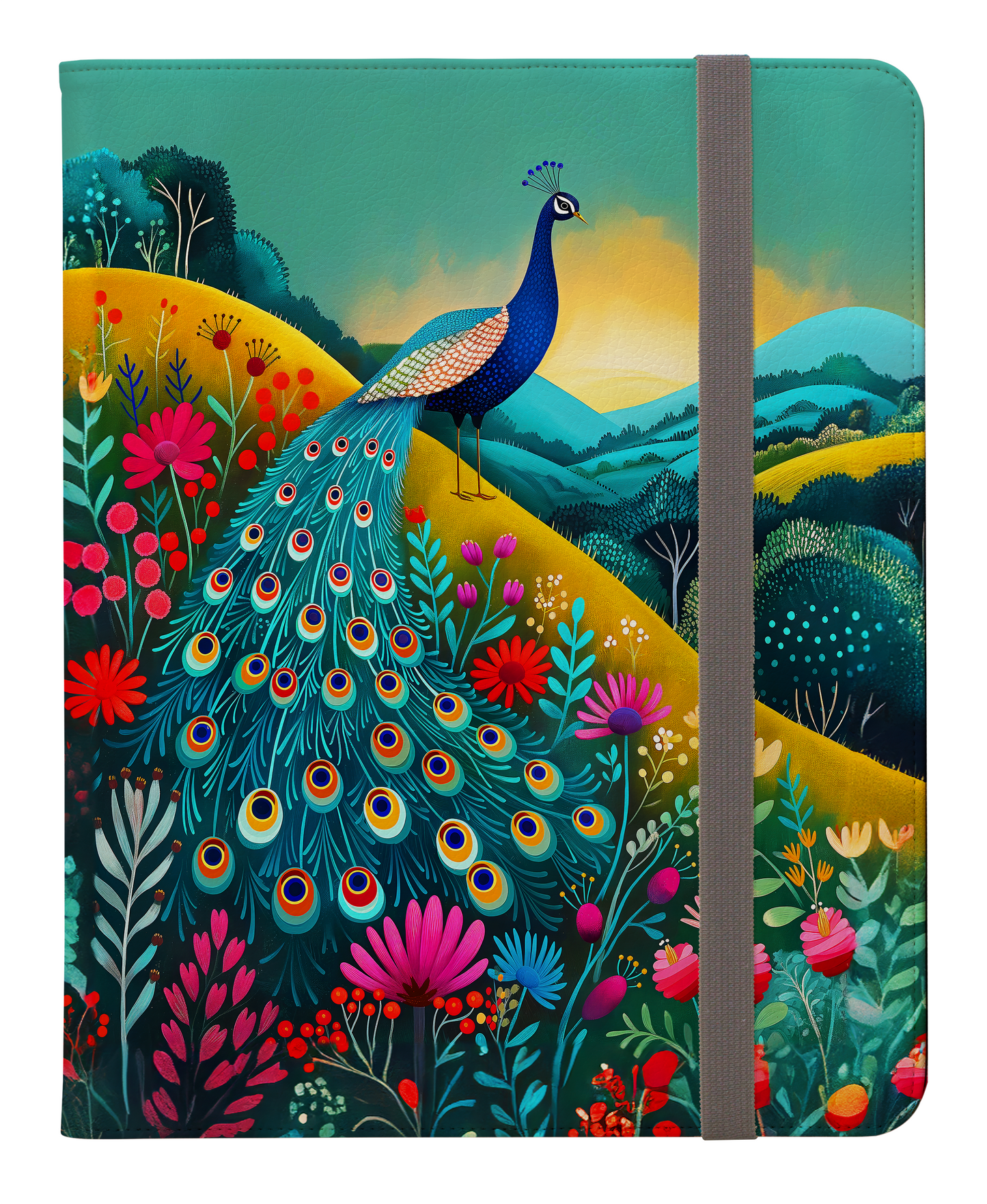 Radiant Peacock with Colorful Enchanted Garden and Sunrise Protective iPad Pro 11 & Pro 12.9 Protective Case and Pencil Holder