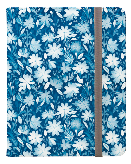 Gentle Elegance: Soft Muted Blue Flower Design Ipad Pro 11 & Pro 12.9 Protective Case and Pencil Holder