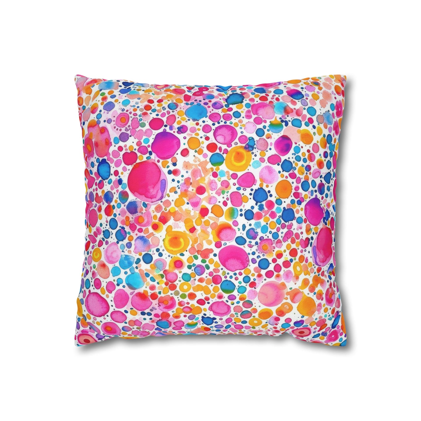 Prismatic Splatter: Rainbow Watercolor Explosion Spun Polyester Square Pillowcase 4 Sizes