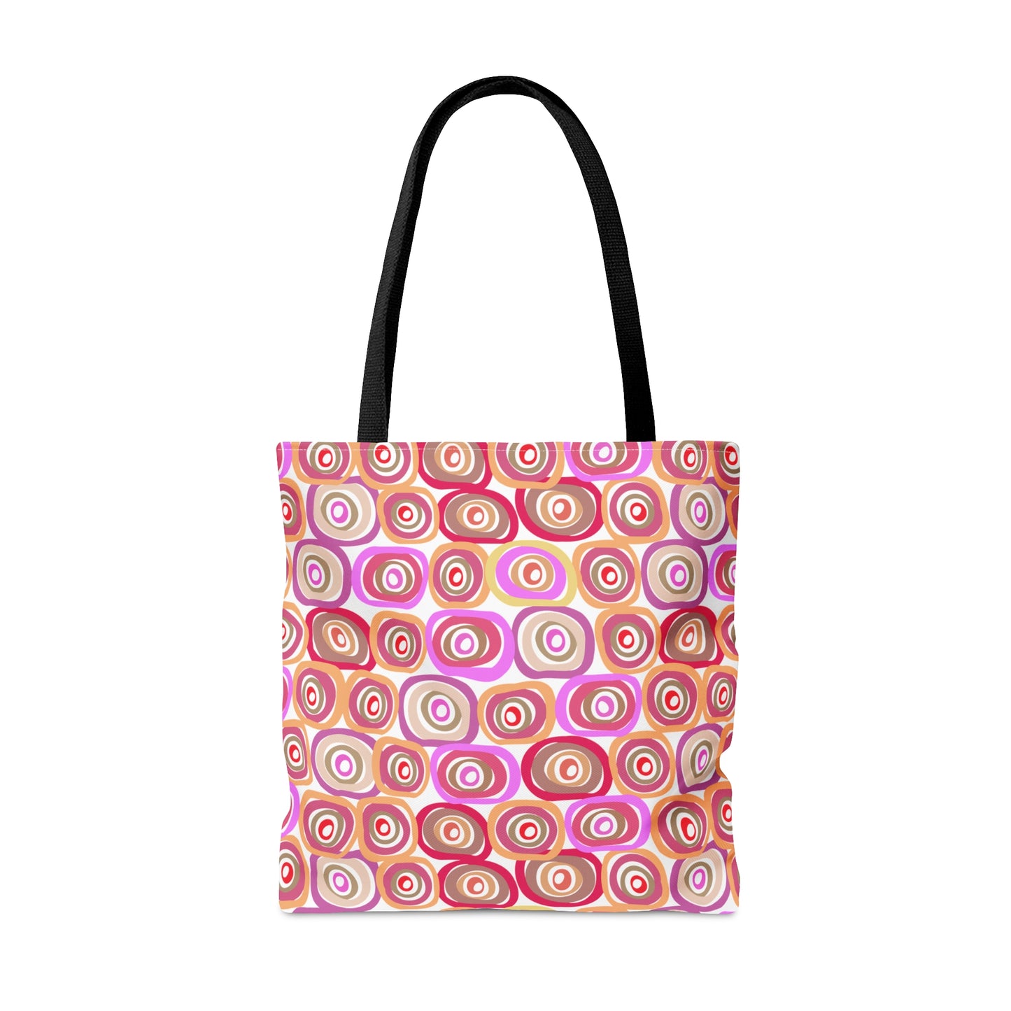 Modern Geometric Art Vibrant Pink, Orange and Tans Circles Pattern Canvas Tote 3 Sizes