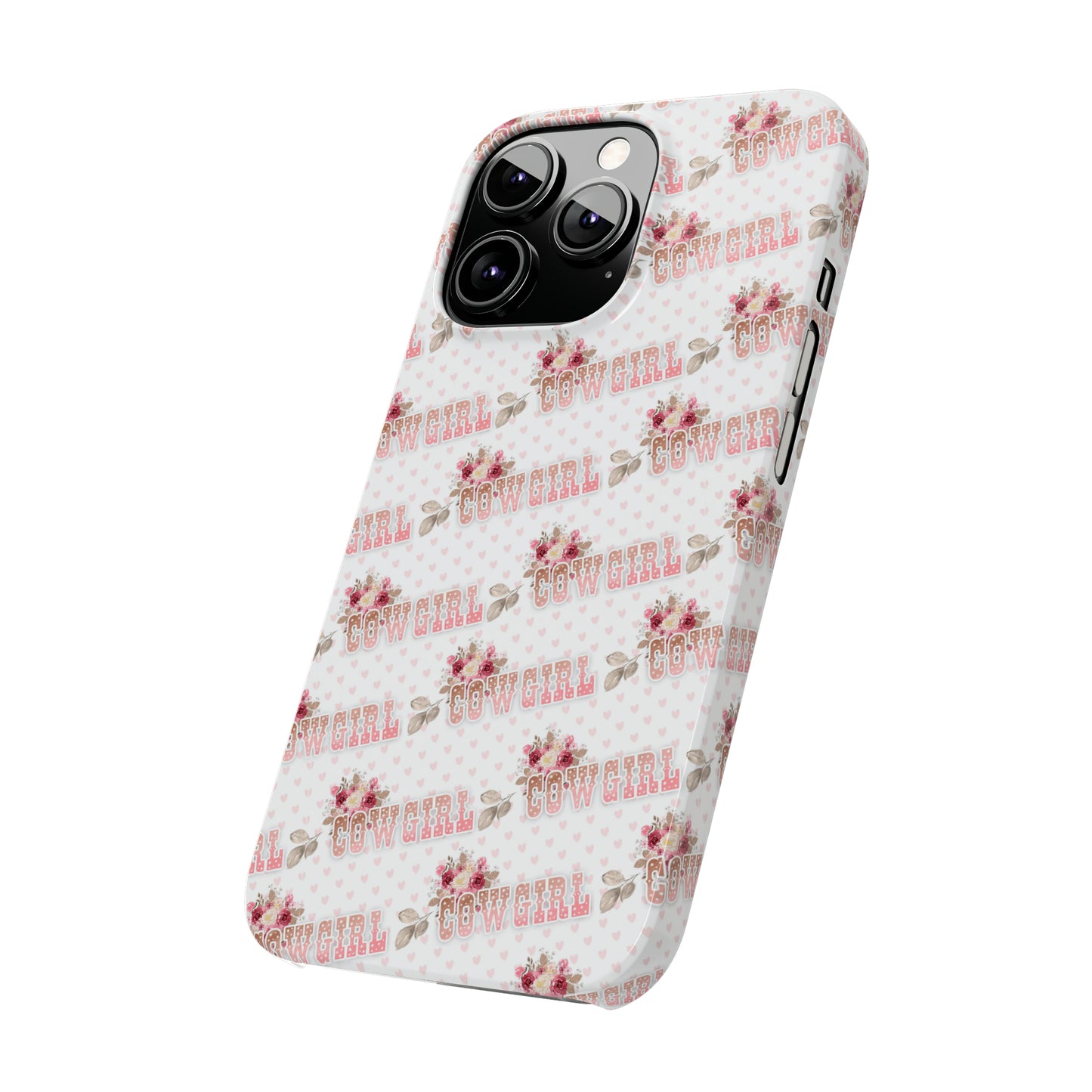 Pink Cowgirl and Flowers Iphone 15-12 Slim Phone Case