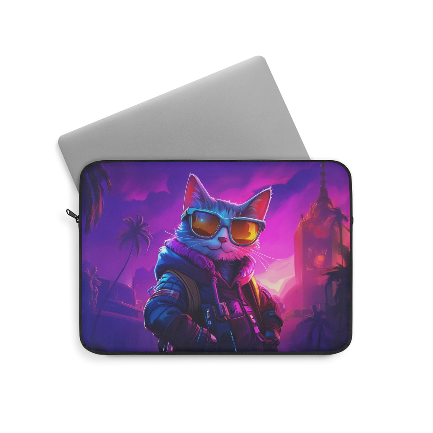 Sunset Cruiser Cat in Cool Shades Laptop or Ipad Protective Sleeve 3 Sizes Available