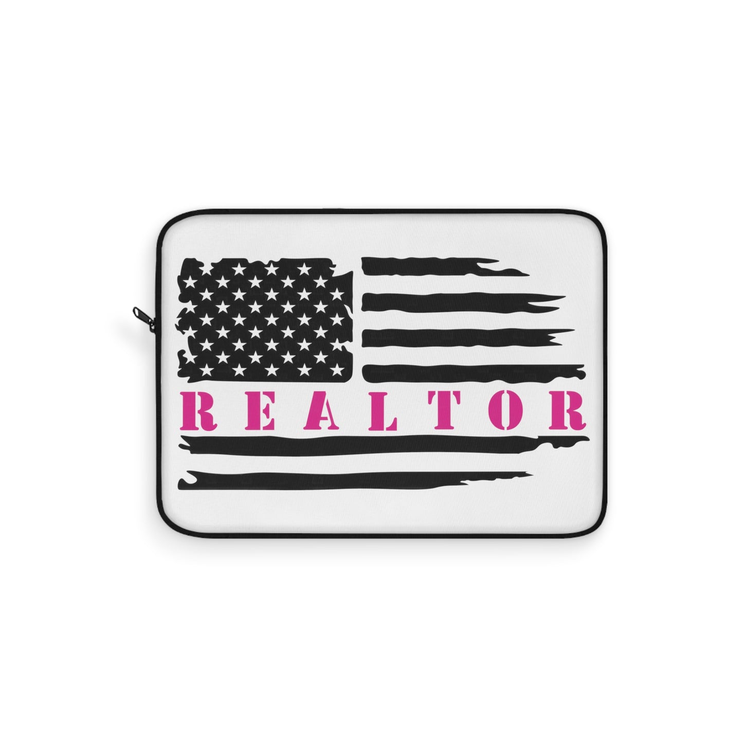 American Flag & Realtor Black & Pink Laptop or Ipad Protective Sleeve 3 Sizes