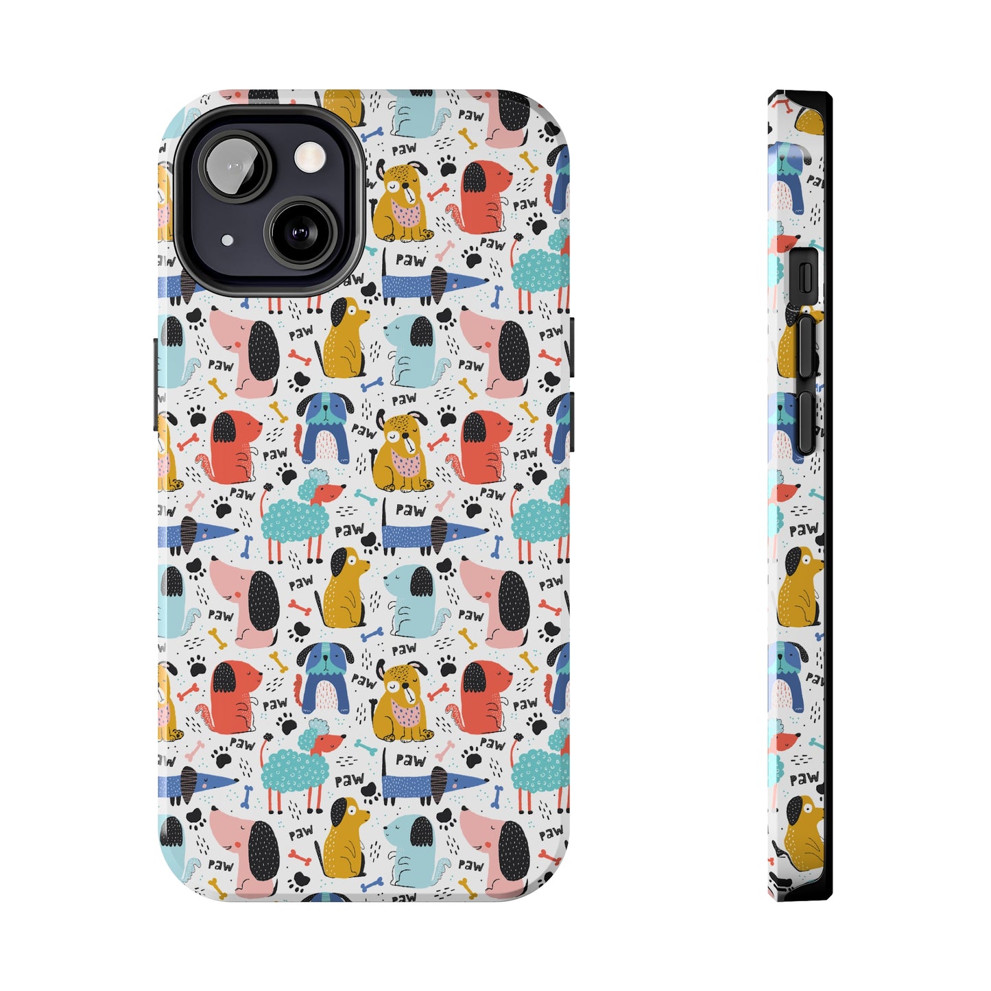 Playful Pups: Colorful Cartoon Dogs Iphone Tough Phone Case