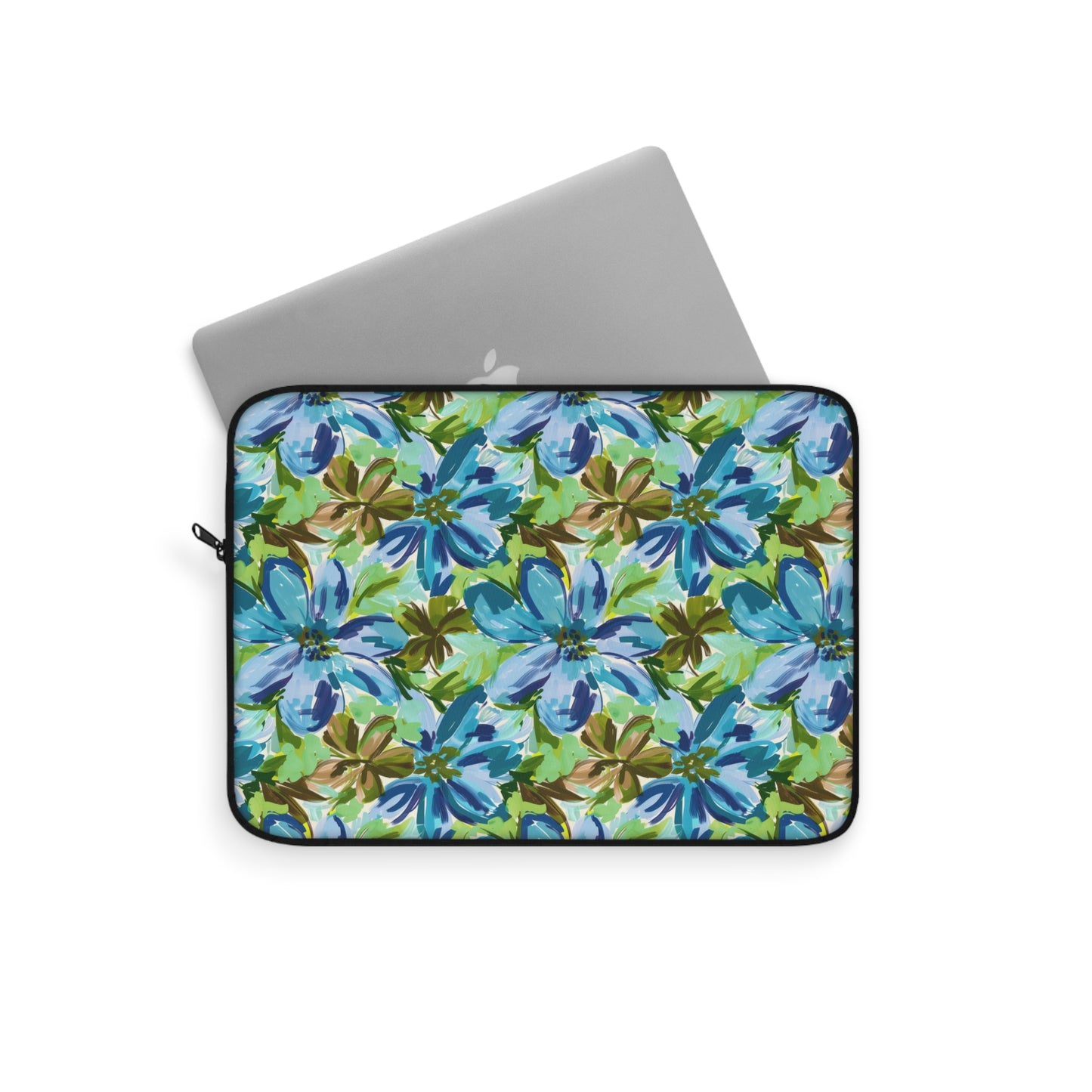 Tranquil Earth Tones: Watercolor Flowers in Blue, Brown, and Green Hues Laptop or Ipad Protective Sleeve 3 Sizes Available