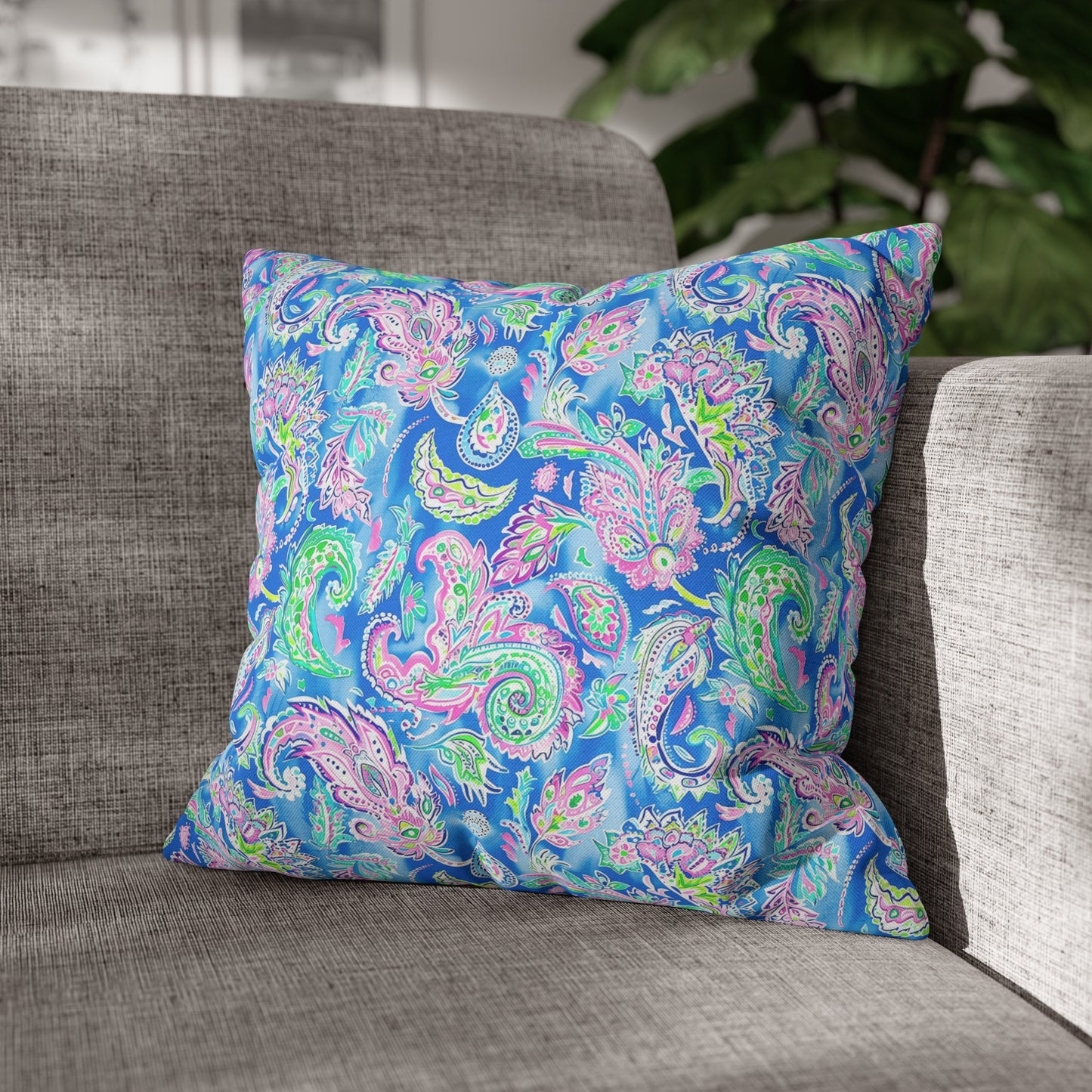 Pastel Paisley Whimsy: Delicate Design in Soft Hues Spun Polyester Square Pillowcase 4 Sizes